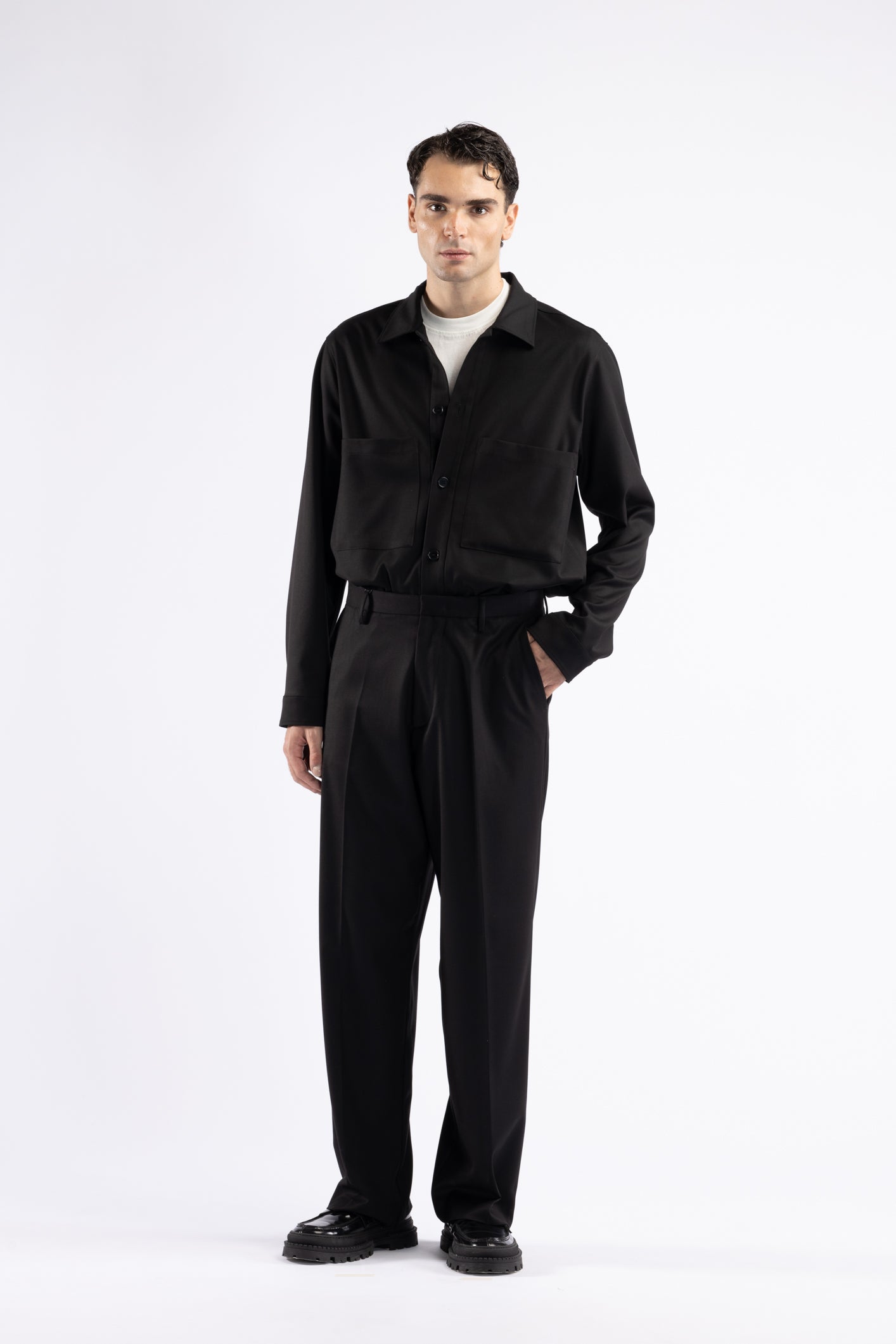 Camicia da coordinato con tasche - Nero