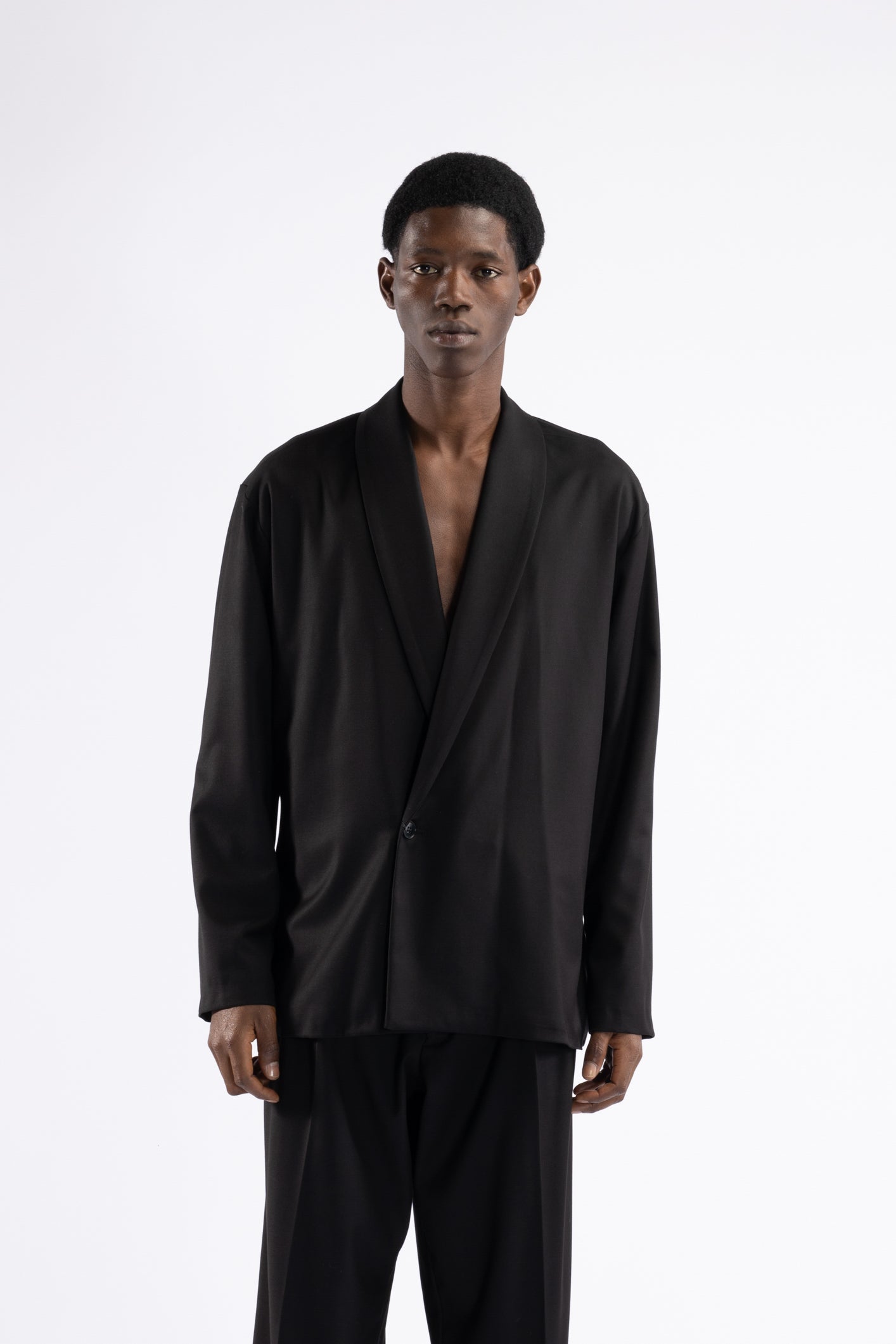 Giacca camicia collo sciallato - Nero