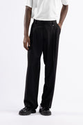 Pantalone doppia pinces fondo ampio - Nero