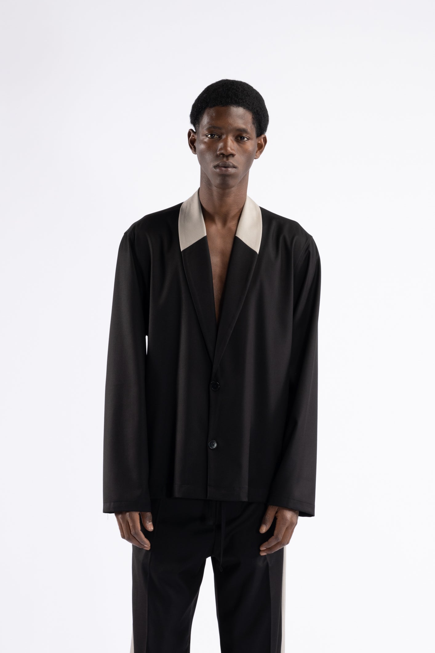 Camicia collo sciallato - Nero