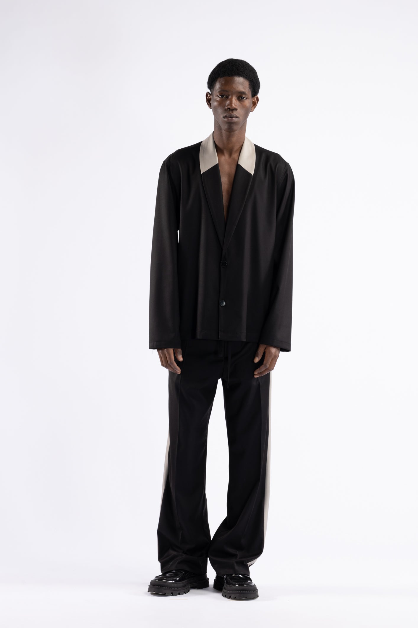 Camicia collo sciallato - Nero