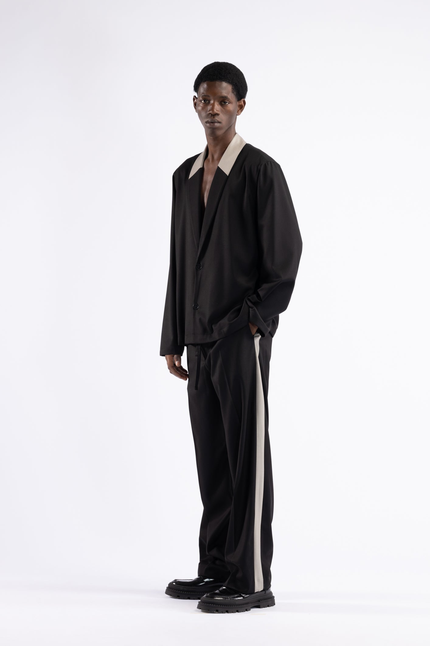 Camicia collo sciallato - Nero