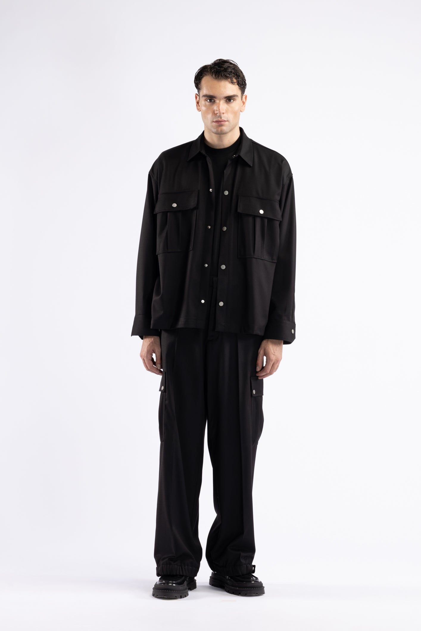 Camicia con tasconi - Nero