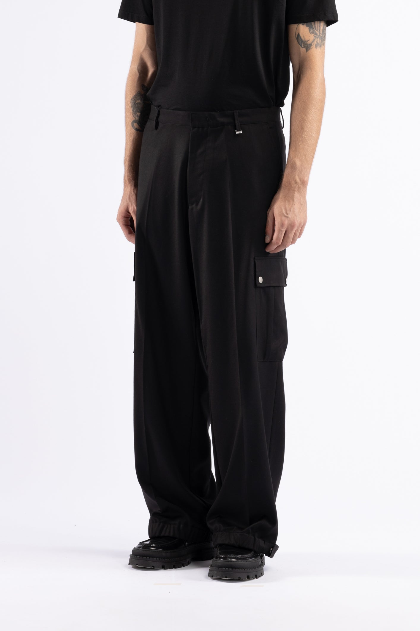 Pantalone cargo gamba larga - Nero