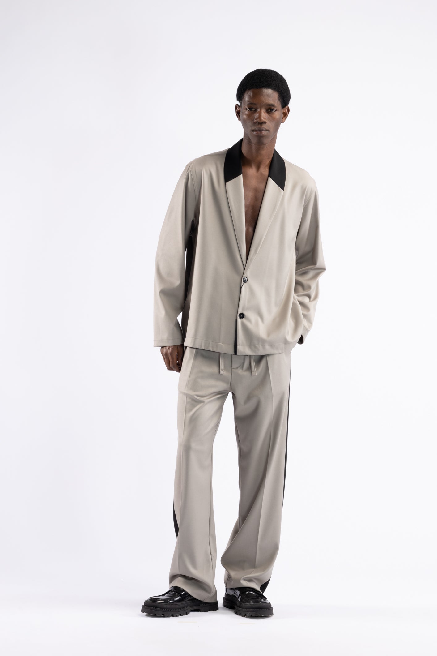 Camicia collo sciallato - Mastice