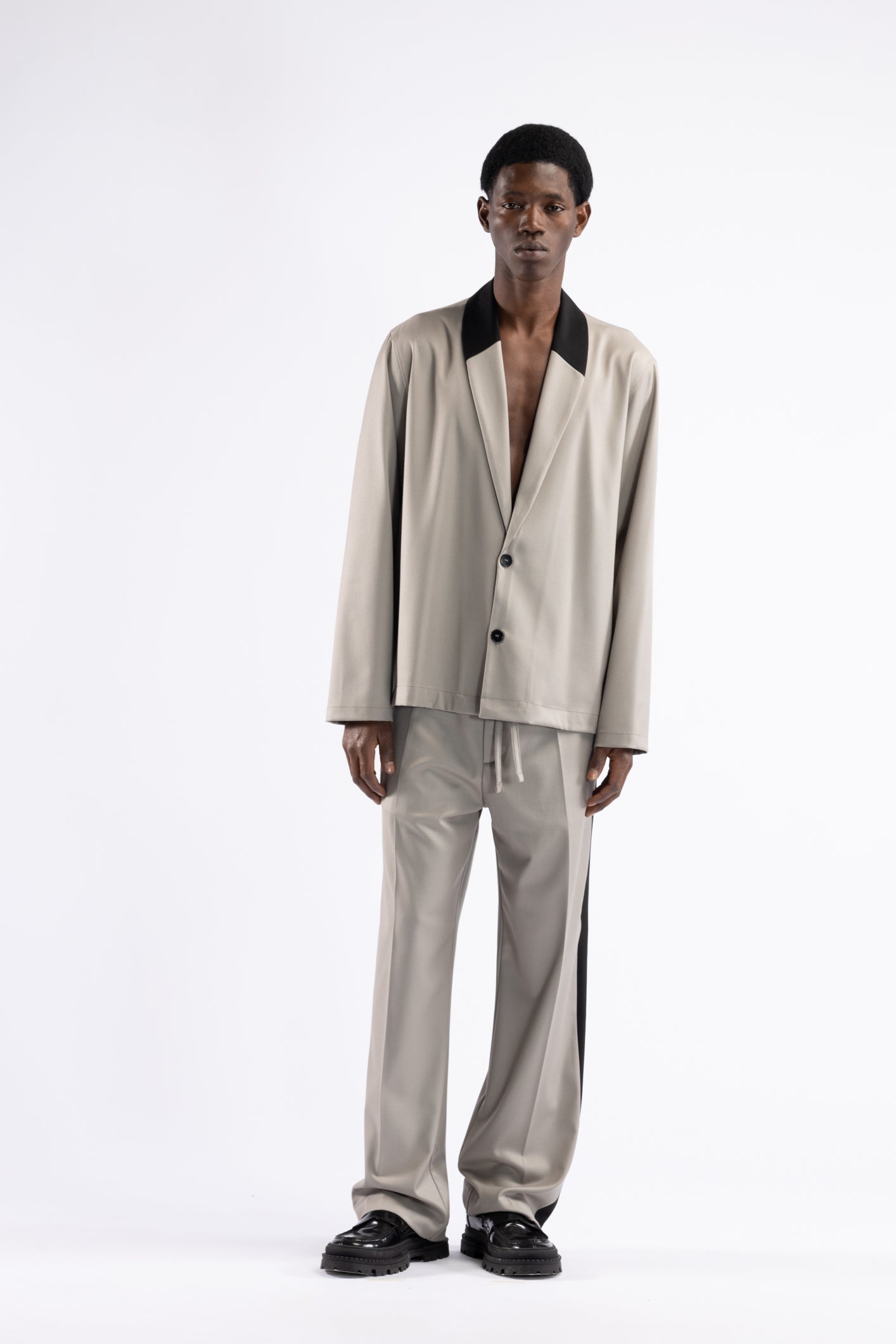 Camicia collo sciallato - Mastice