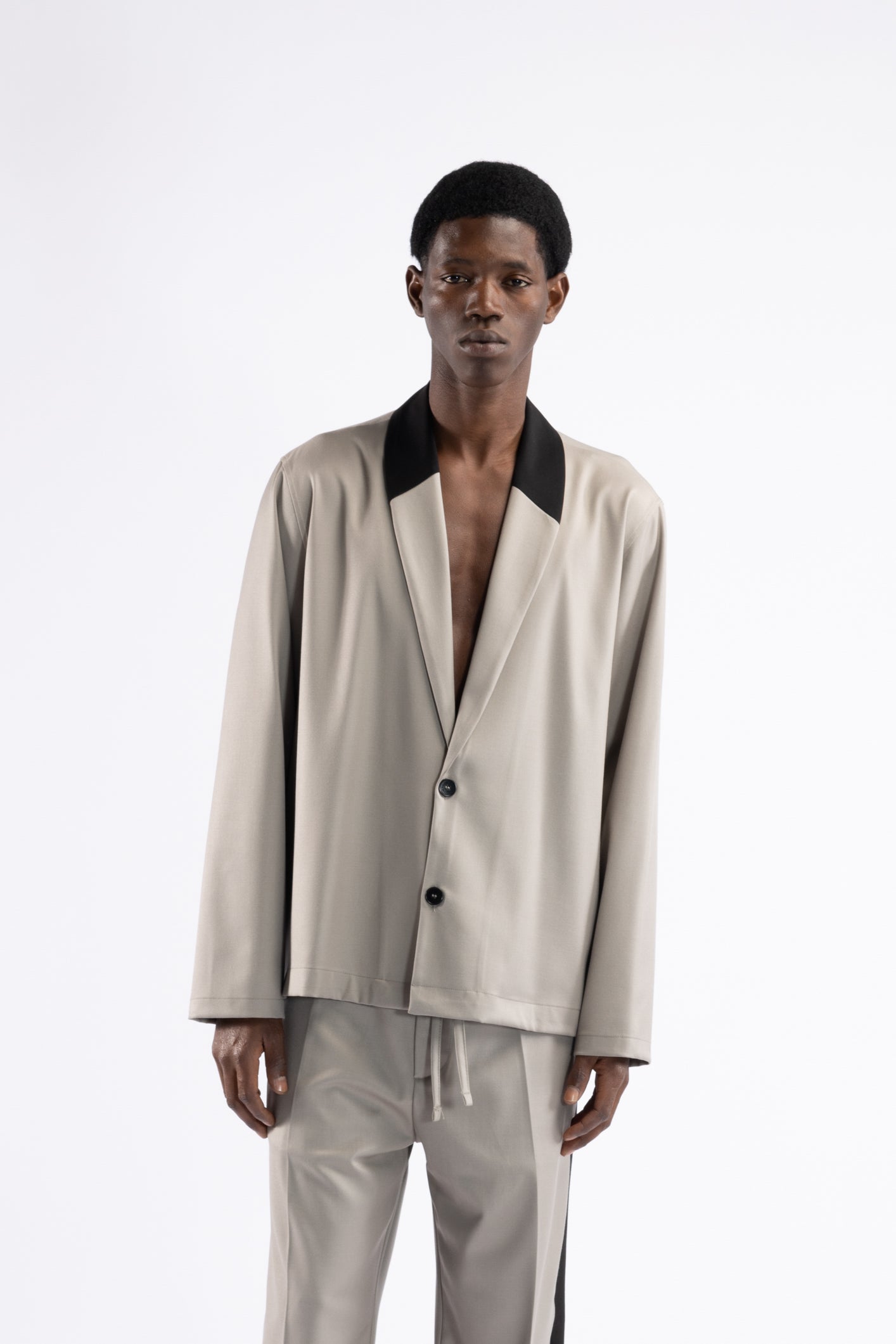 Camicia collo sciallato - Mastice