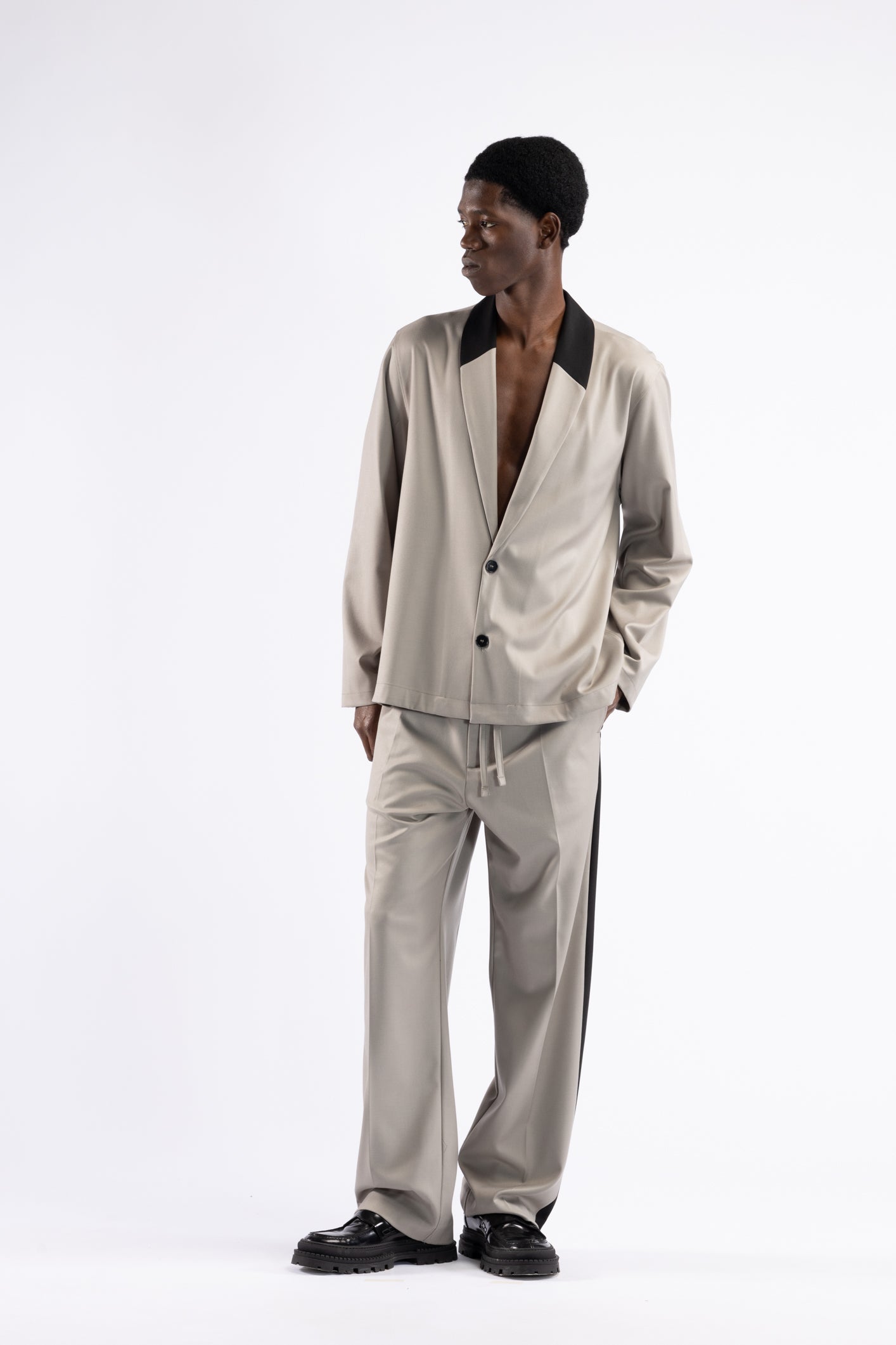 Camicia collo sciallato - Mastice