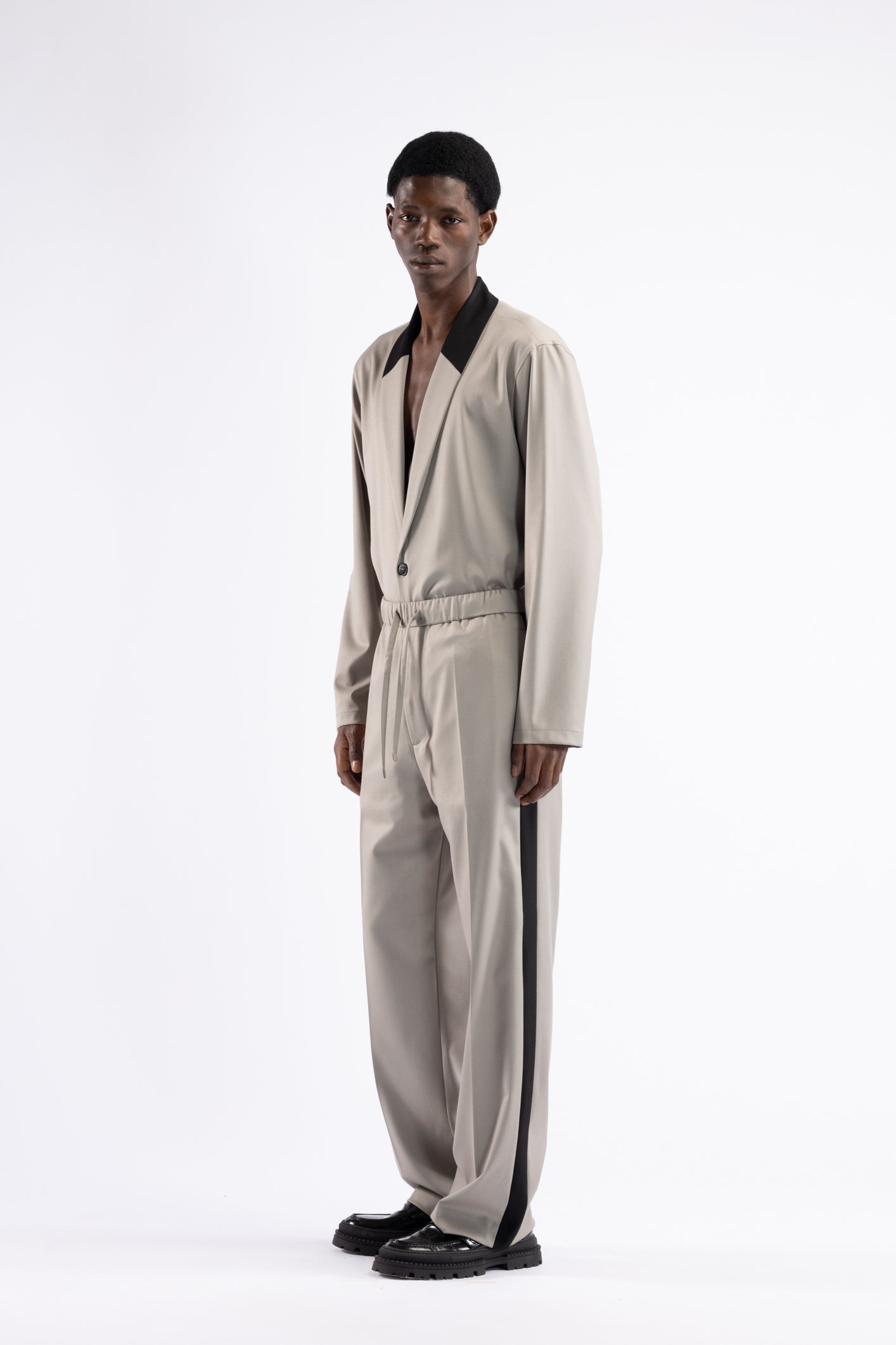 Pantalone fondo largo con coulisse - Mastice