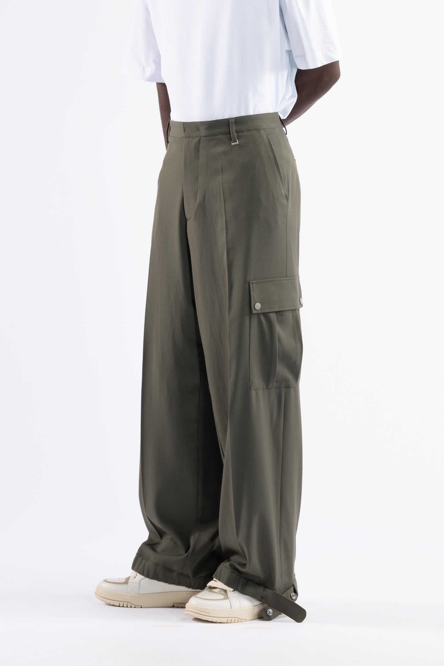 Pantalone cargo gamba larga - Verde