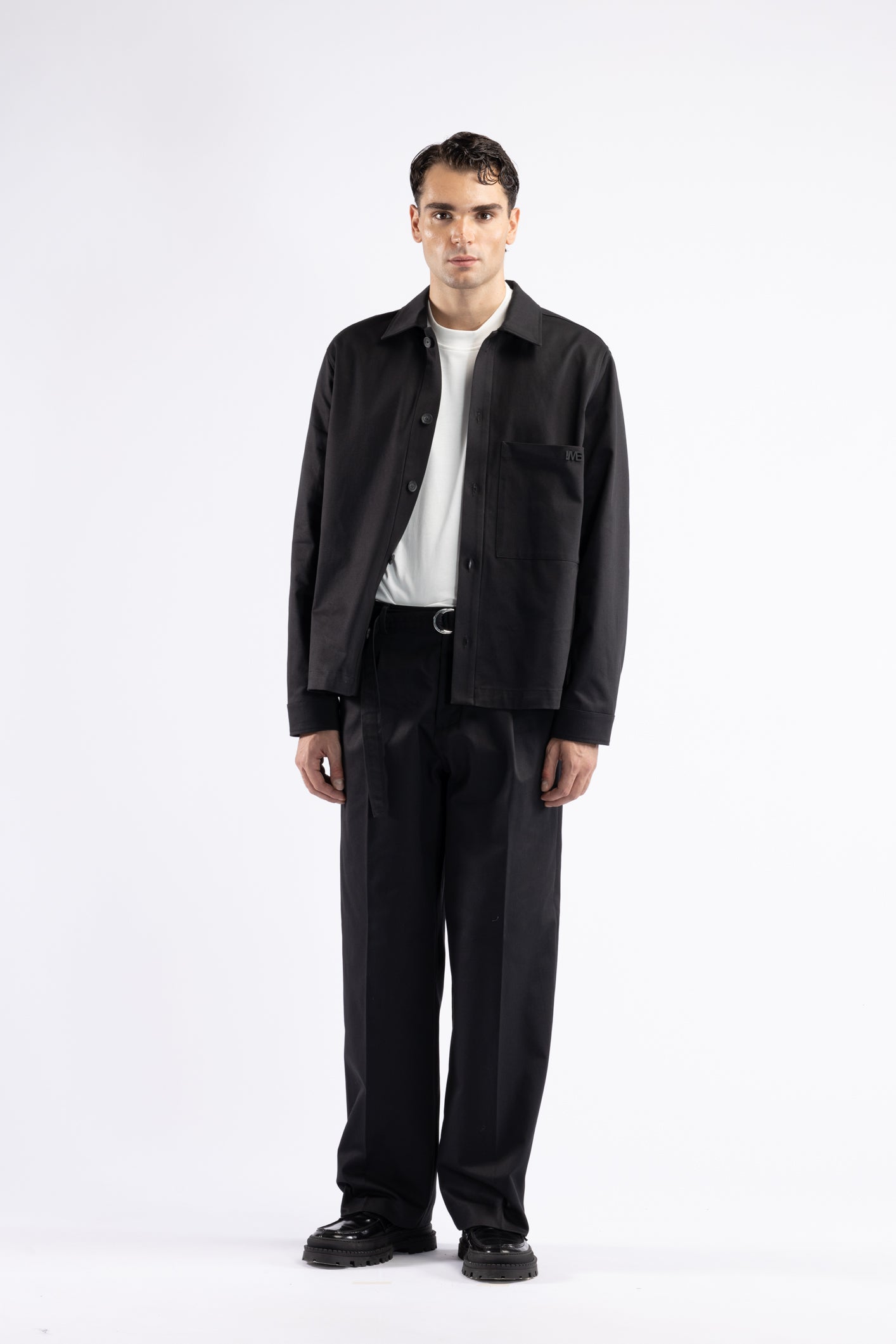 Pantalone in cotone con pinces - Nero