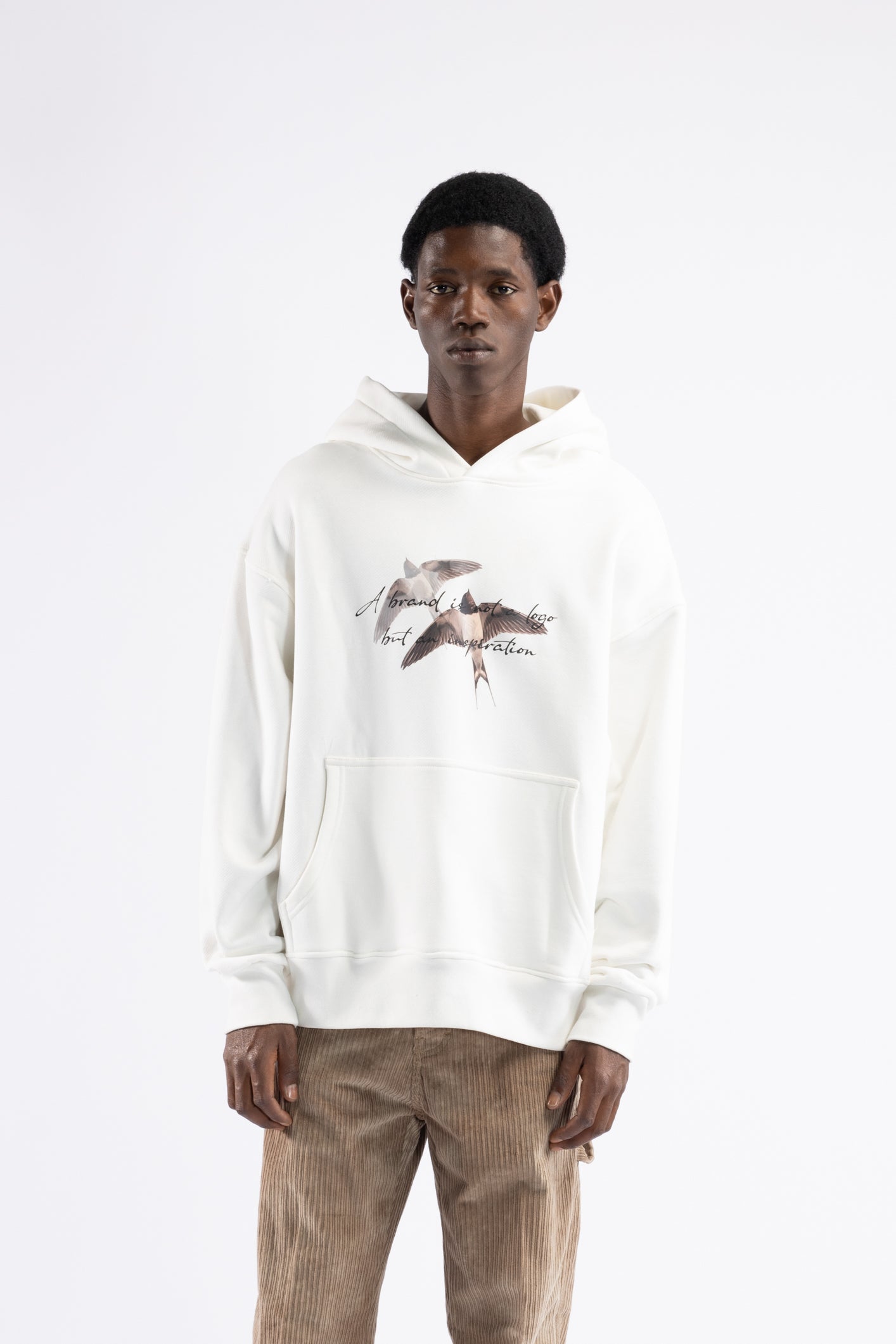Felpa oversize stampa rondini - Panna