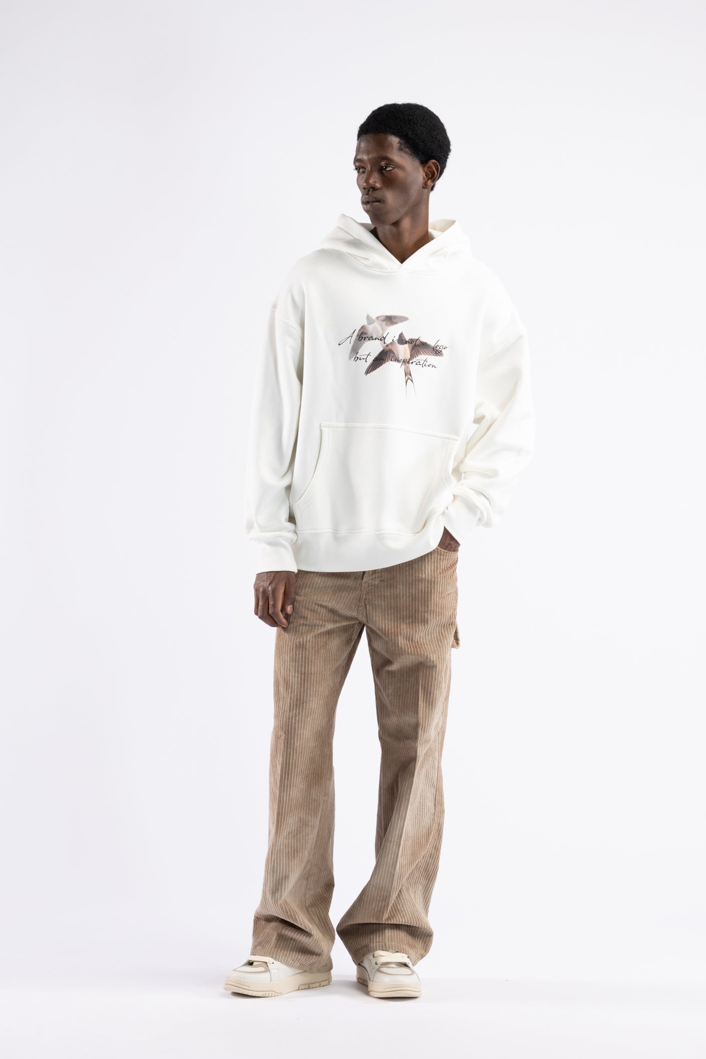 Felpa oversize stampa rondini - Panna