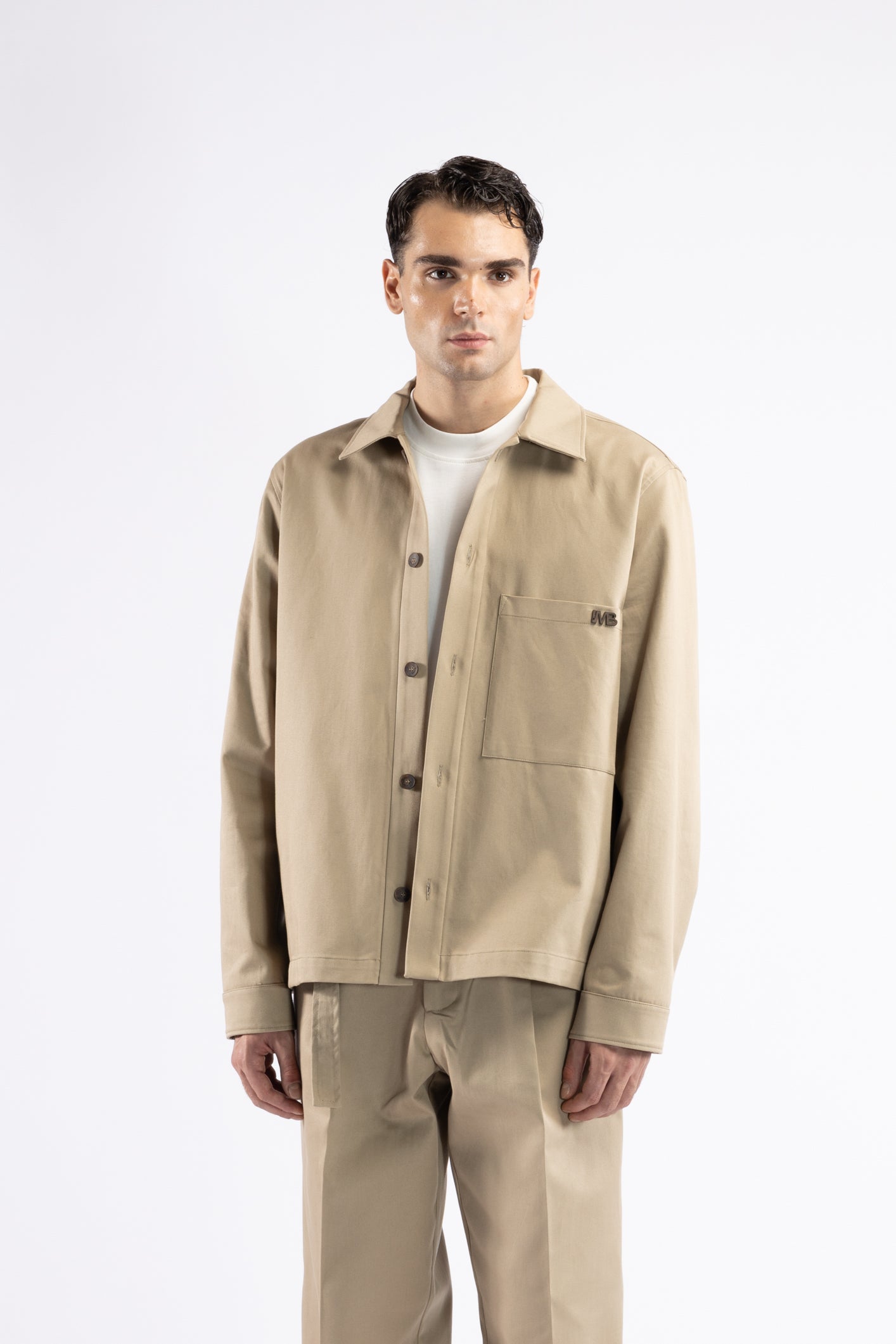 Giacca camicia in cotone - Beige