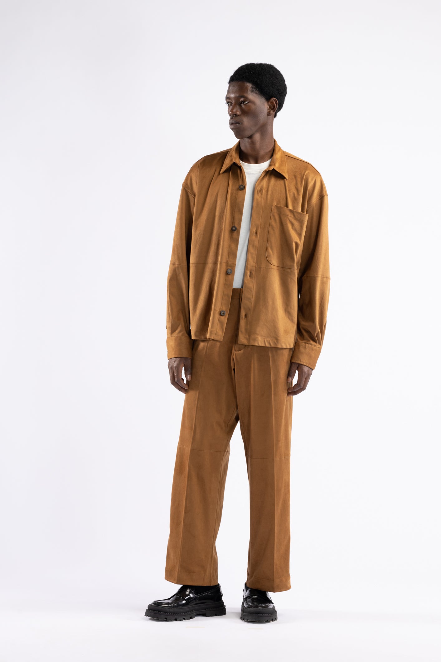 Camicia effetto scamosciato - Tabacco