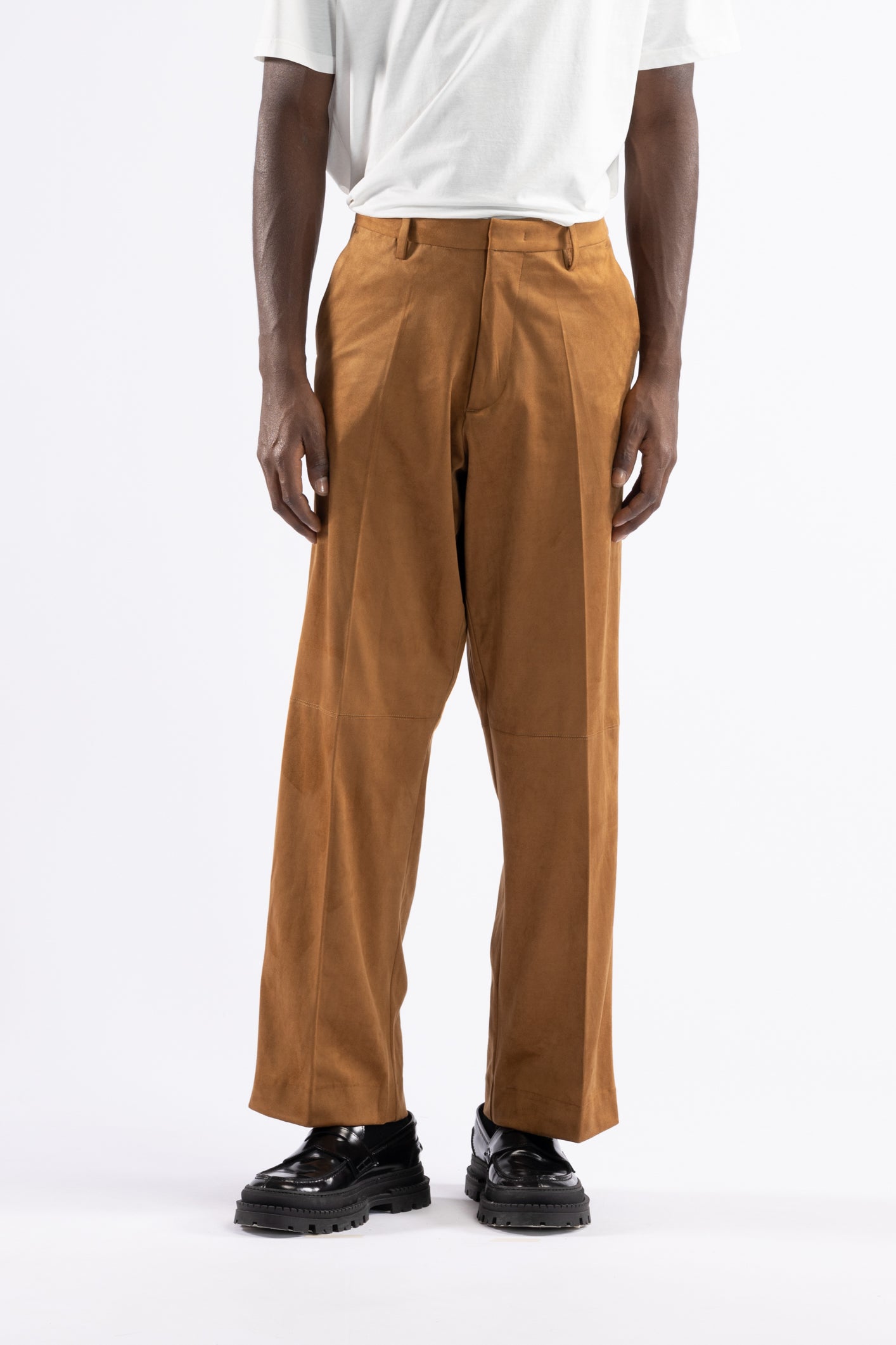 Pantalone effetto scamosciato - Tabacco