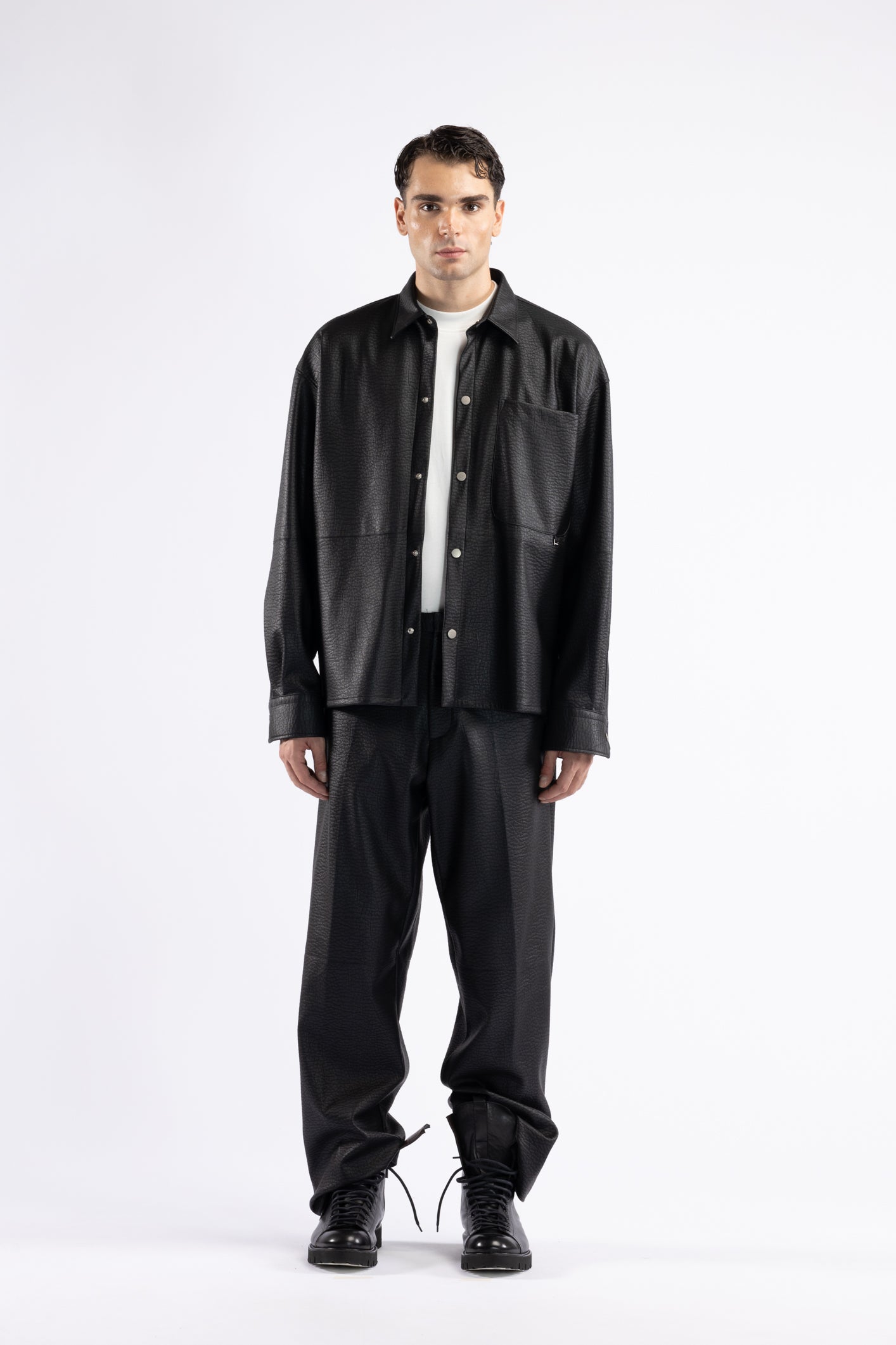 Chemise aspect cuir - Noire