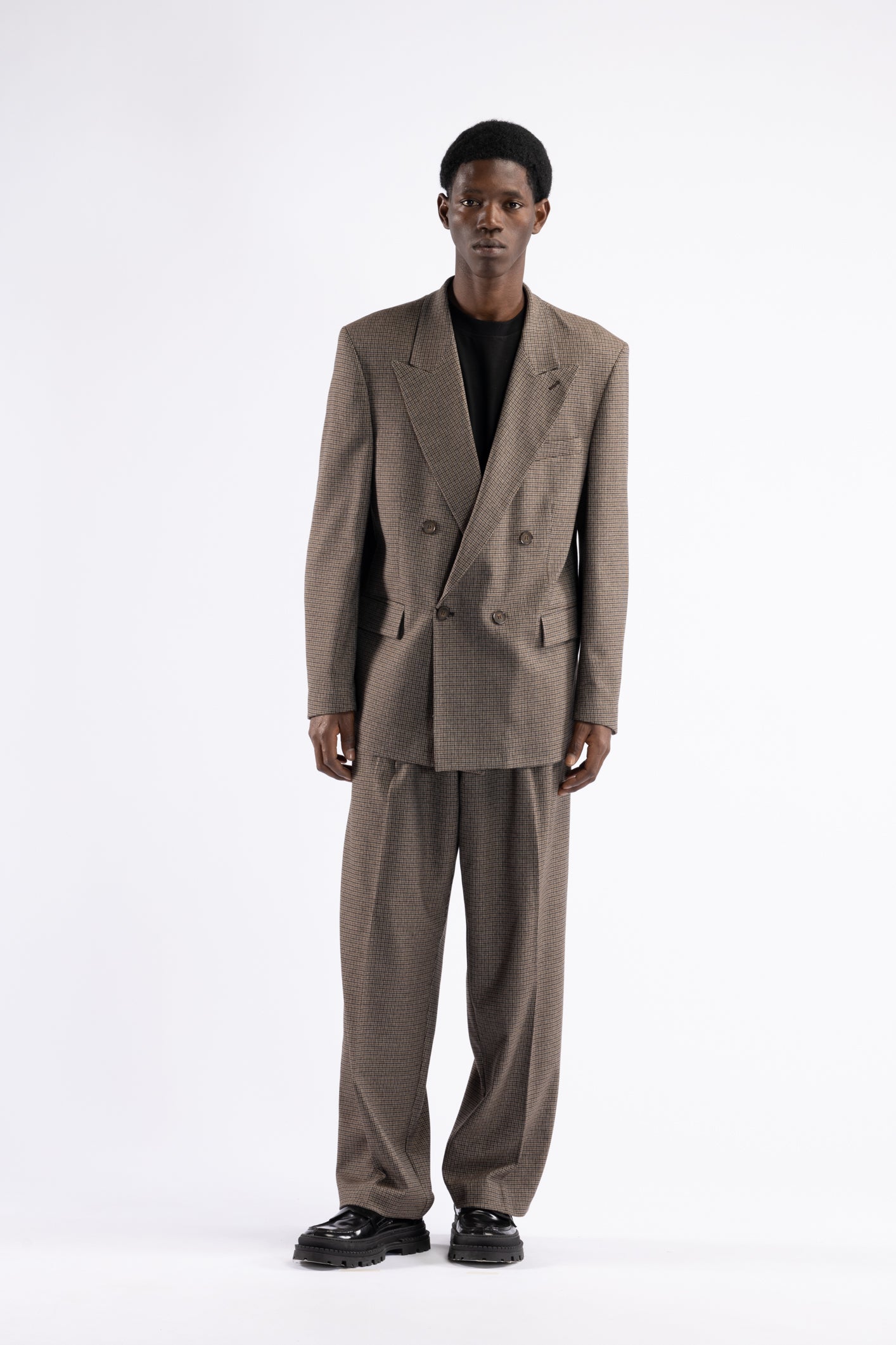 Veste surdimensionnée à double boutonnage à motif pied-de-poule