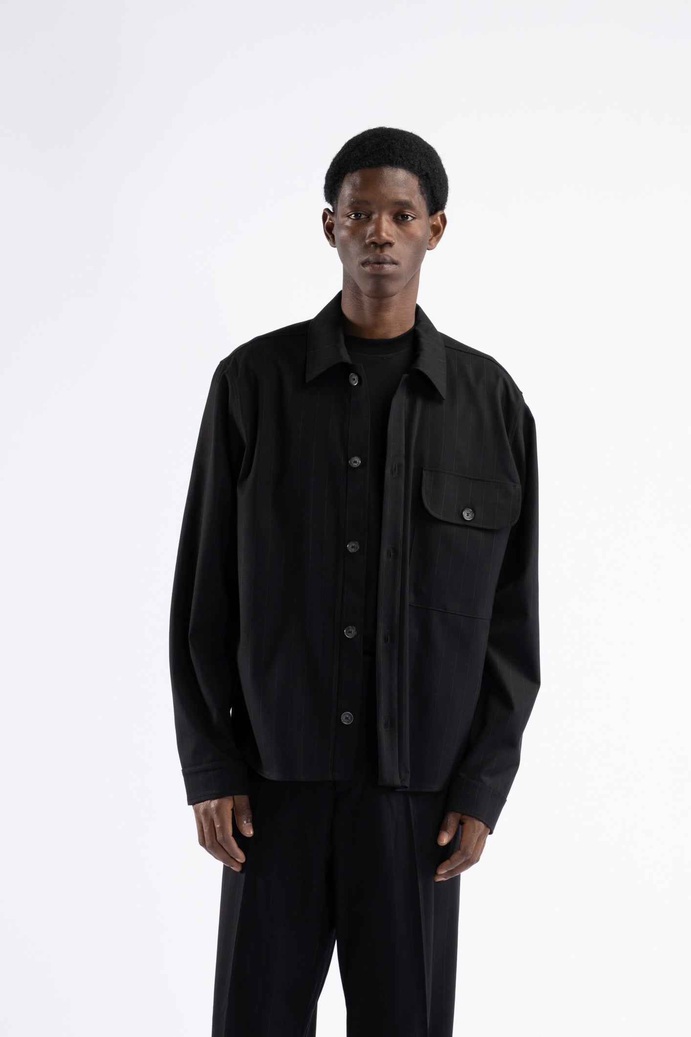 Camicia motivo gessato - Nero