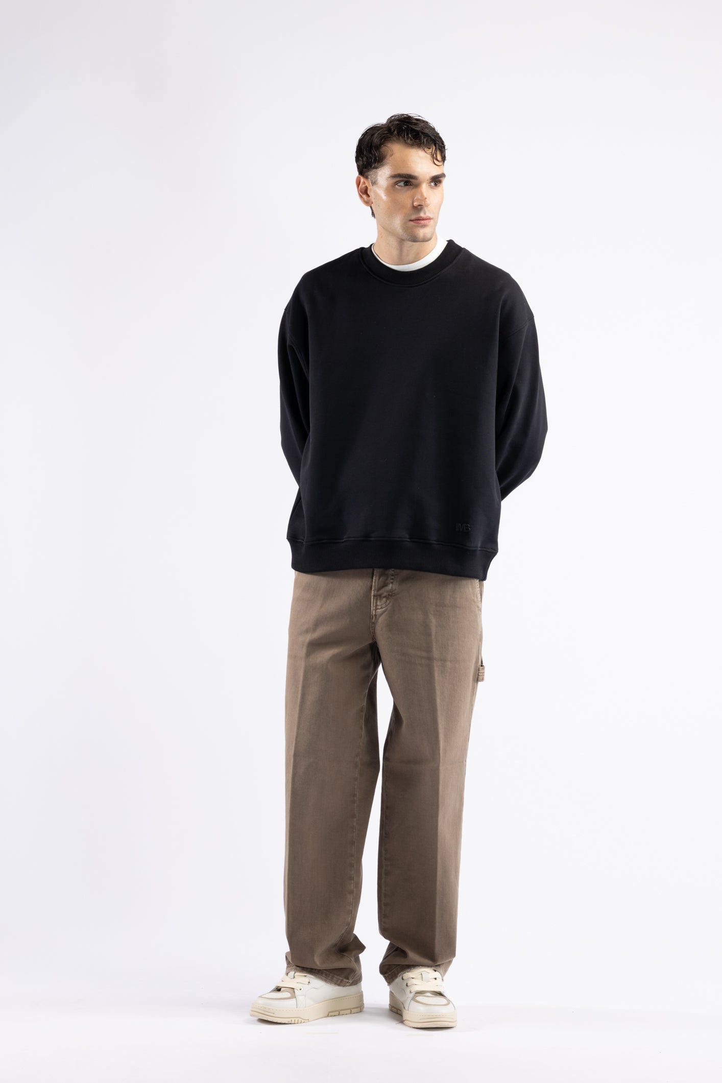 Felpa girocollo oversize - Nero