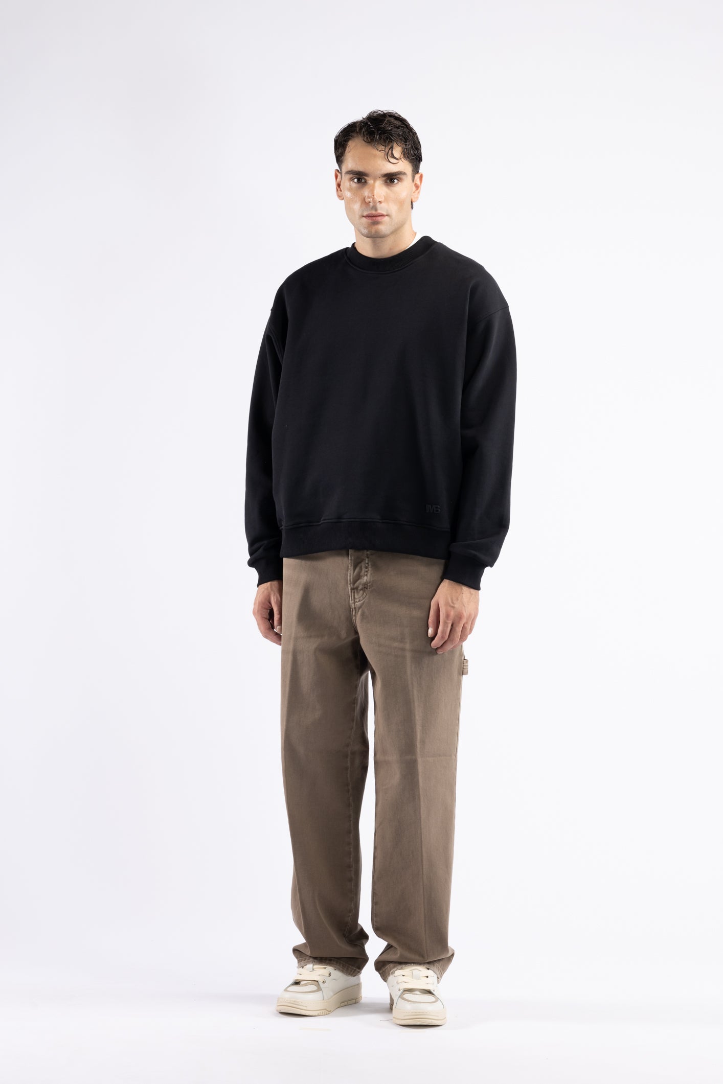 Felpa girocollo oversize - Nero