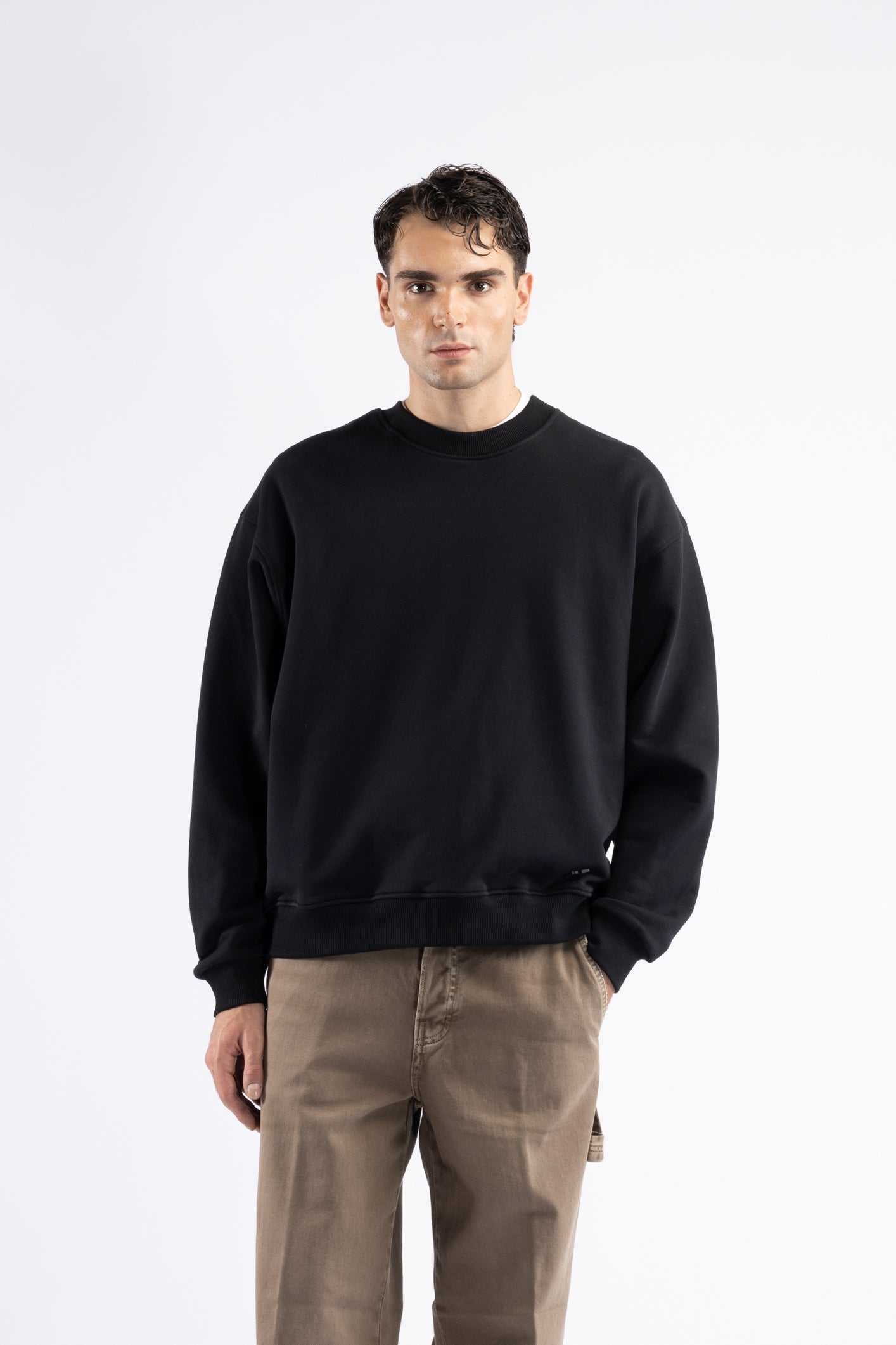 Felpa girocollo oversize - Nero