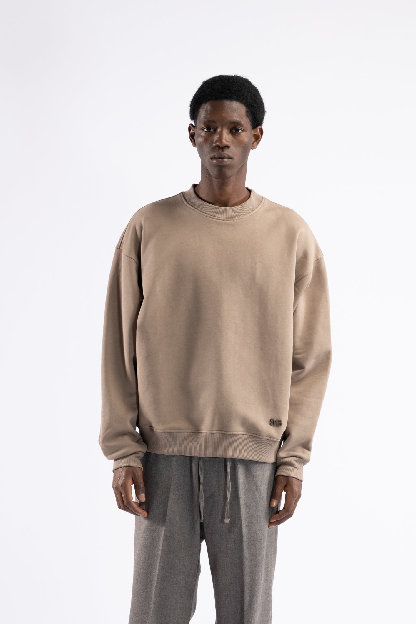 Felpa girocollo oversize - Tortora