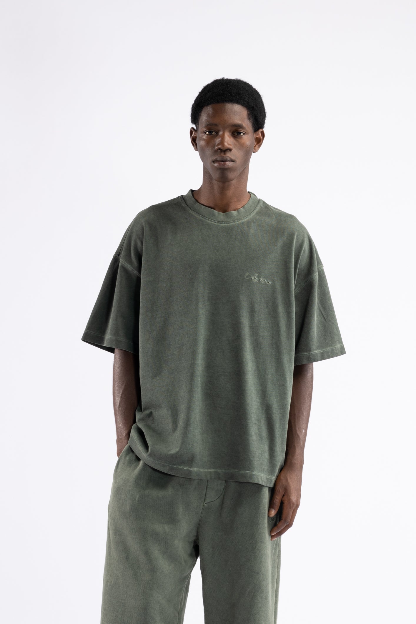 T-shirt oversize effetto slavato - Verde