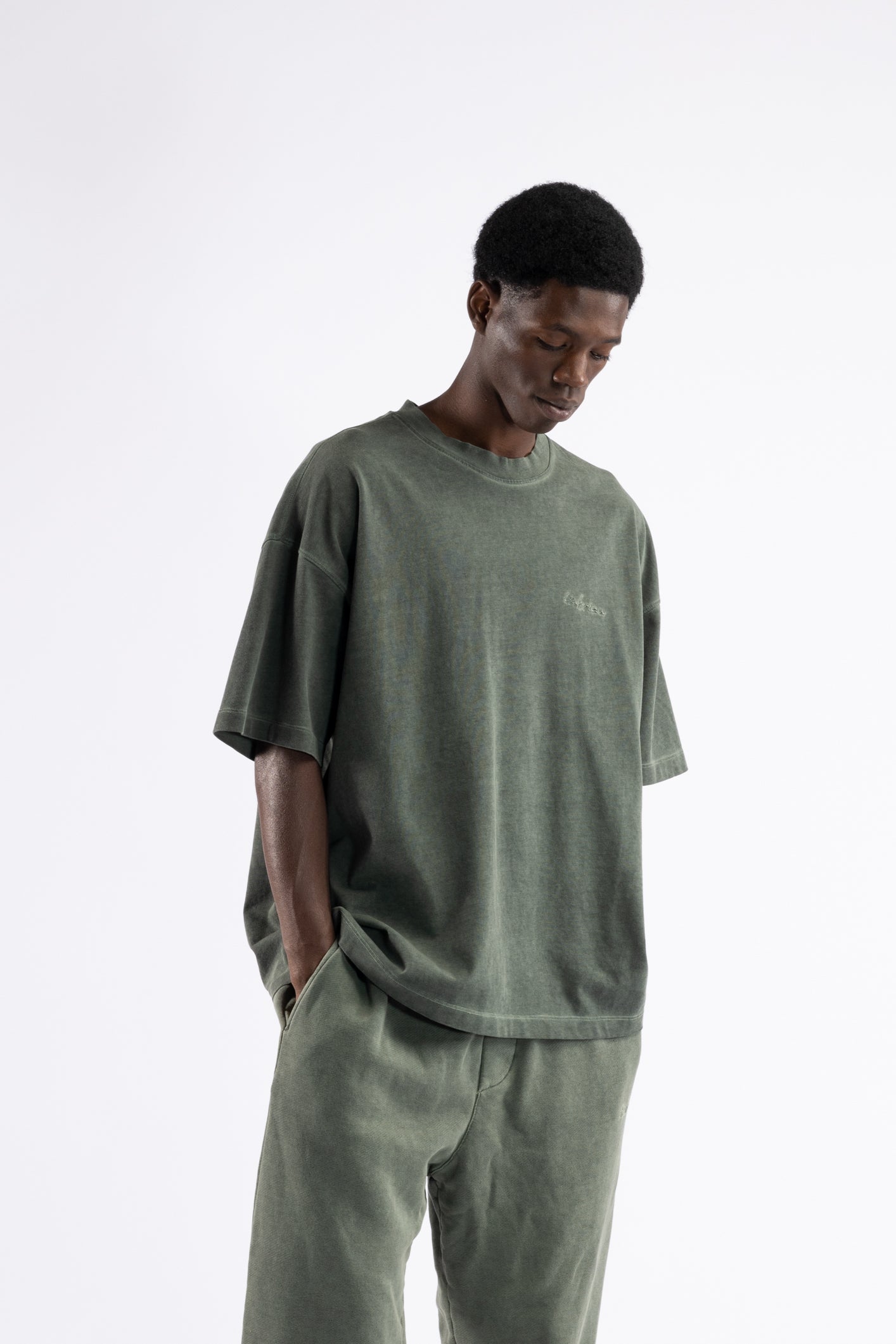 T-shirt oversize effetto slavato - Verde