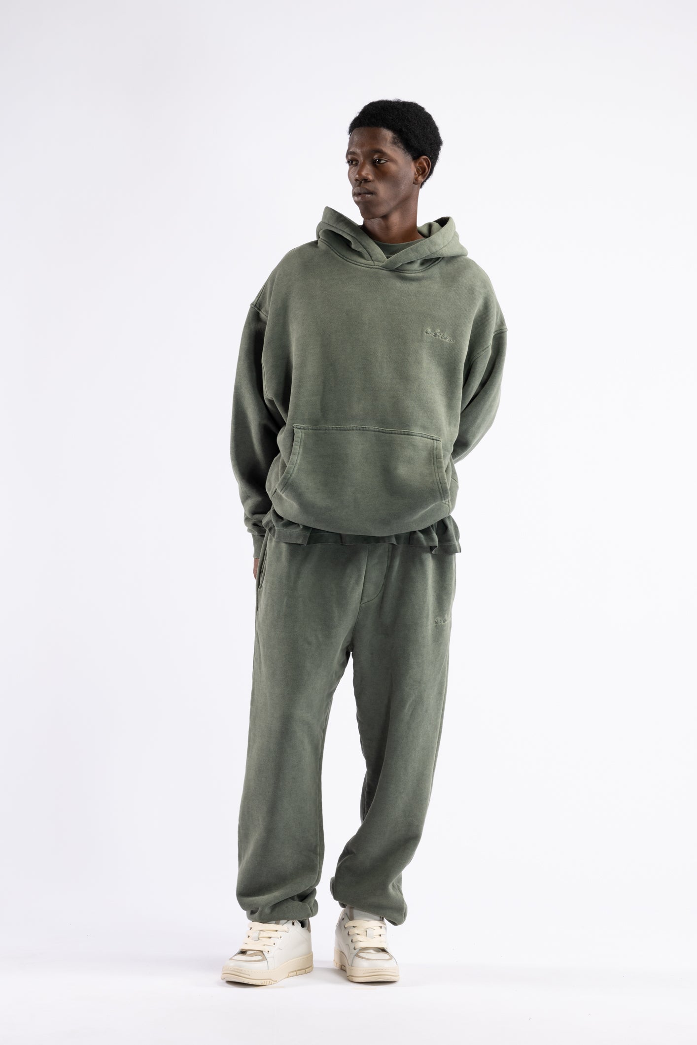 Felpa oversize in cotone washed - Verde