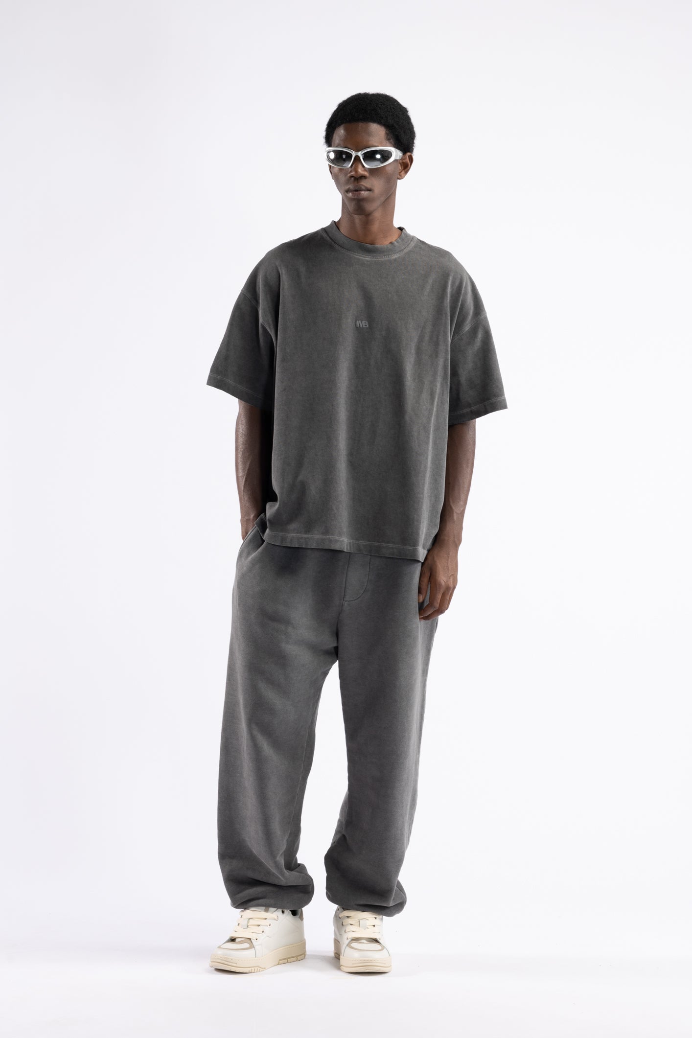 T-shirt oversize effetto slavato - Grigio