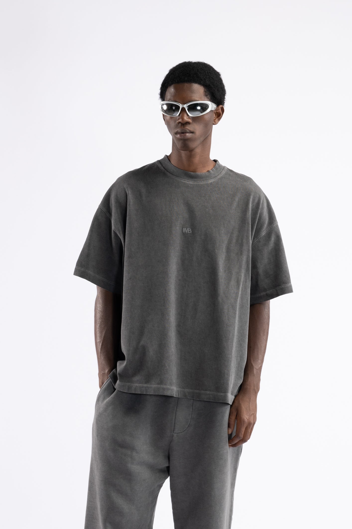 T-shirt oversize effetto slavato - Grigio