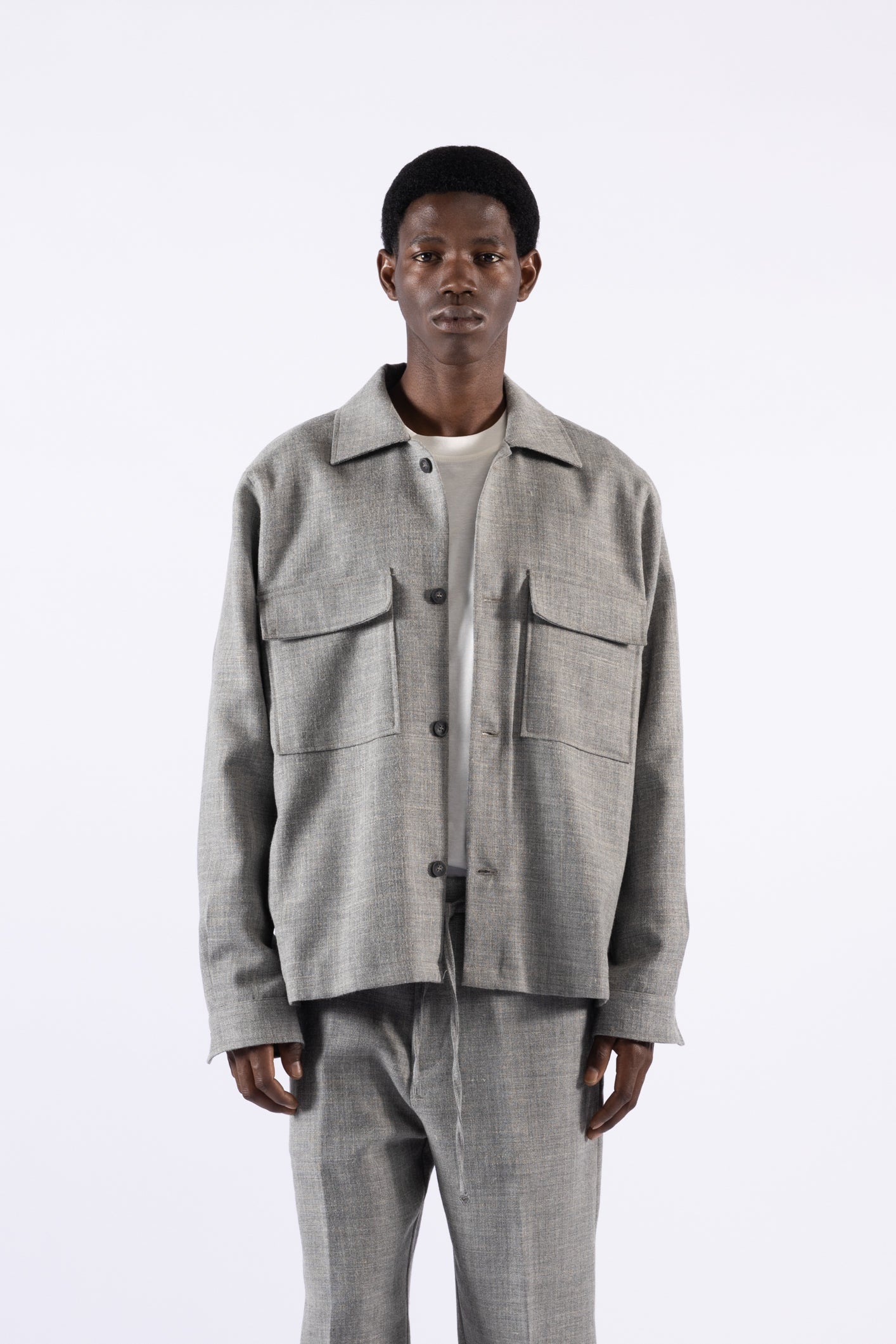 Giacca camicia in lana - Grigio