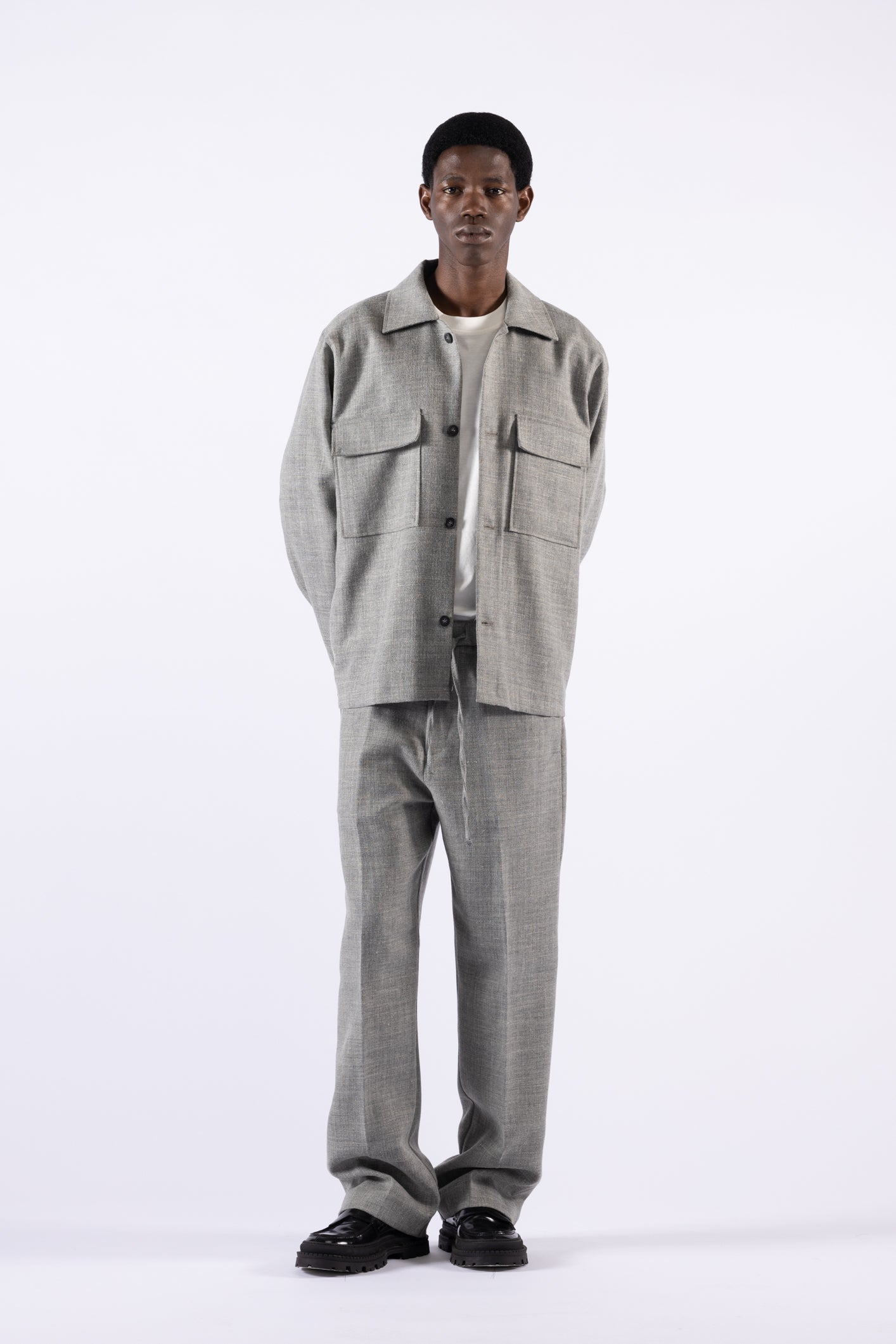 Giacca camicia in lana - Grigio