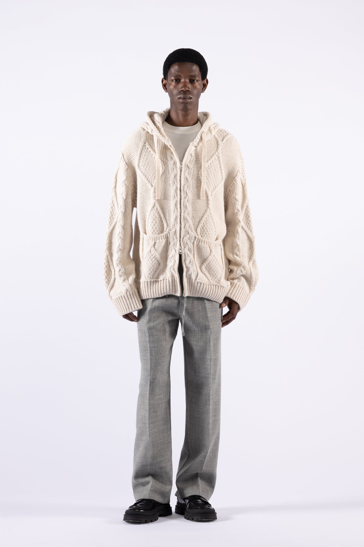 Gilet oversize en laine mélangée - Crème