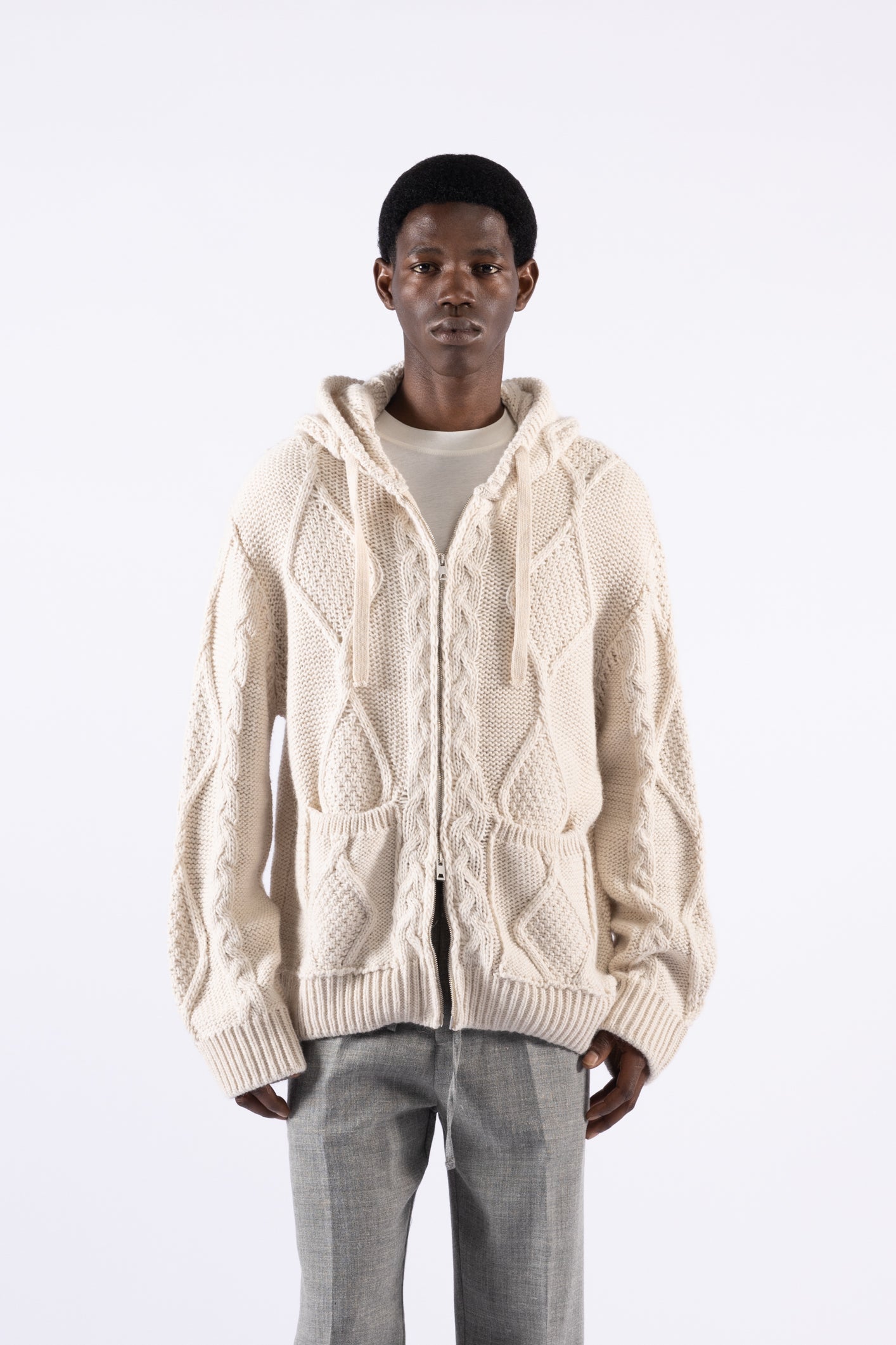 Gilet oversize en laine mélangée - Crème