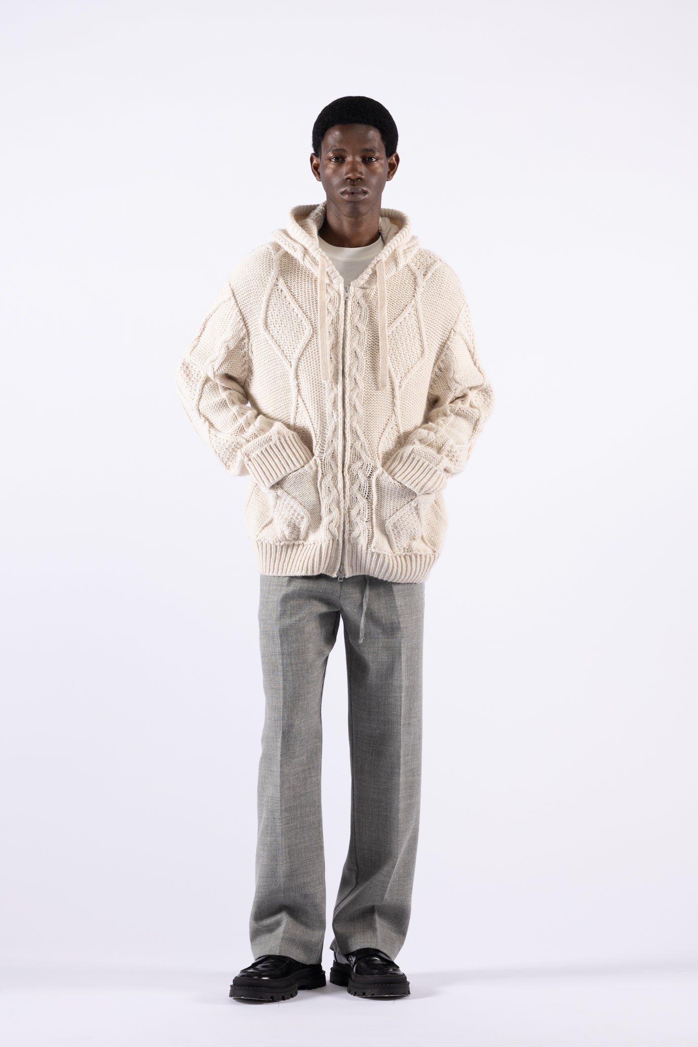 Gilet oversize en laine mélangée - Crème