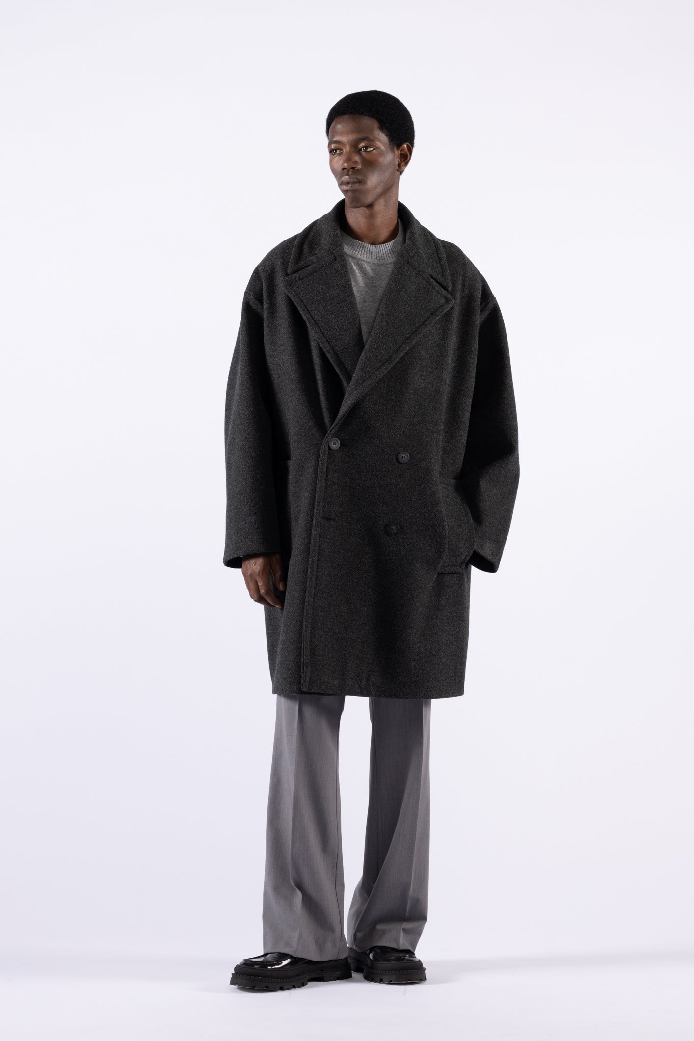 Cappotto oversize doppiopetto - Grigio