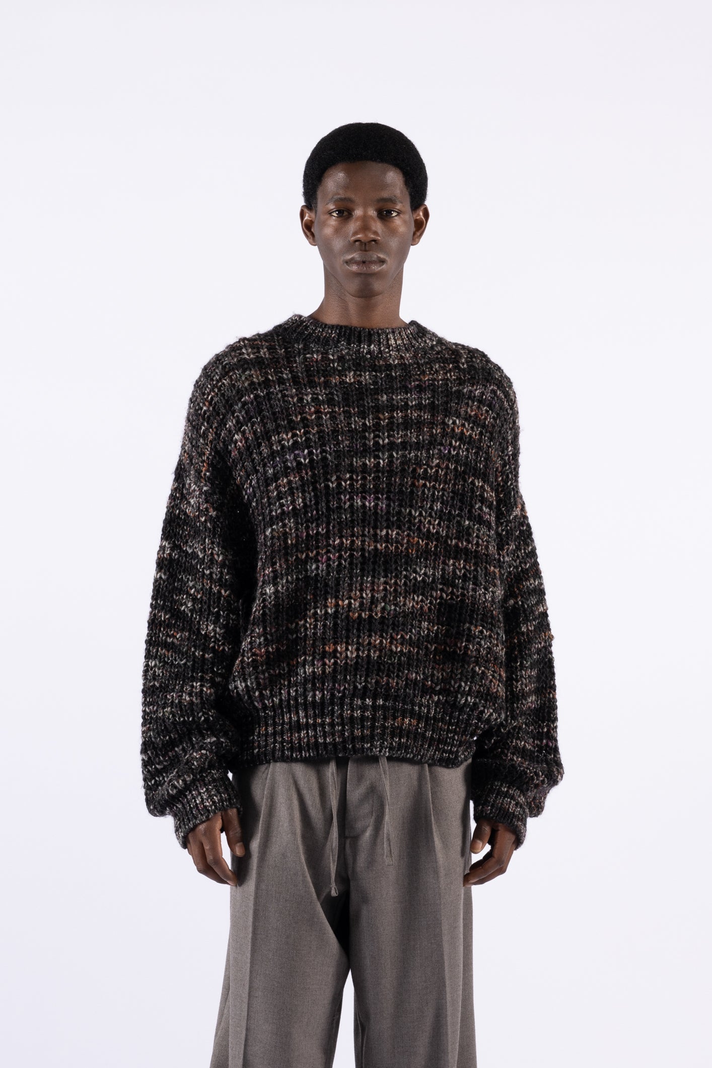 pull oversize chiné à col rond