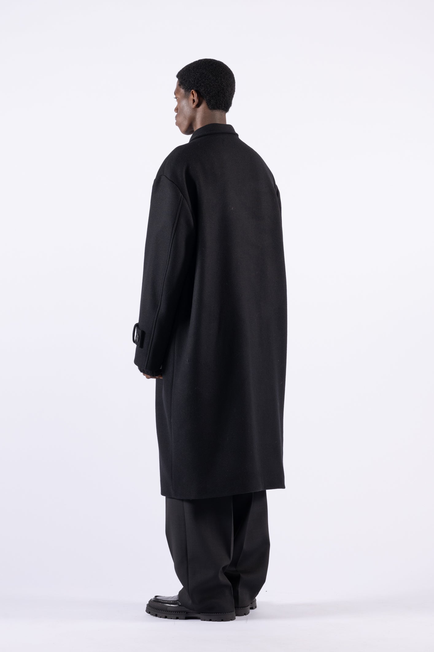 Cappotto oversize in lana monopetto - Nero