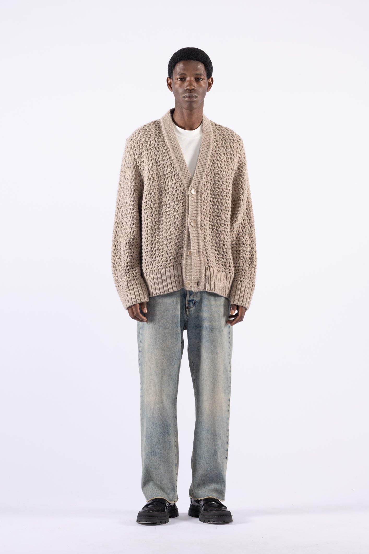 Gilet oversize ajouré - Beige