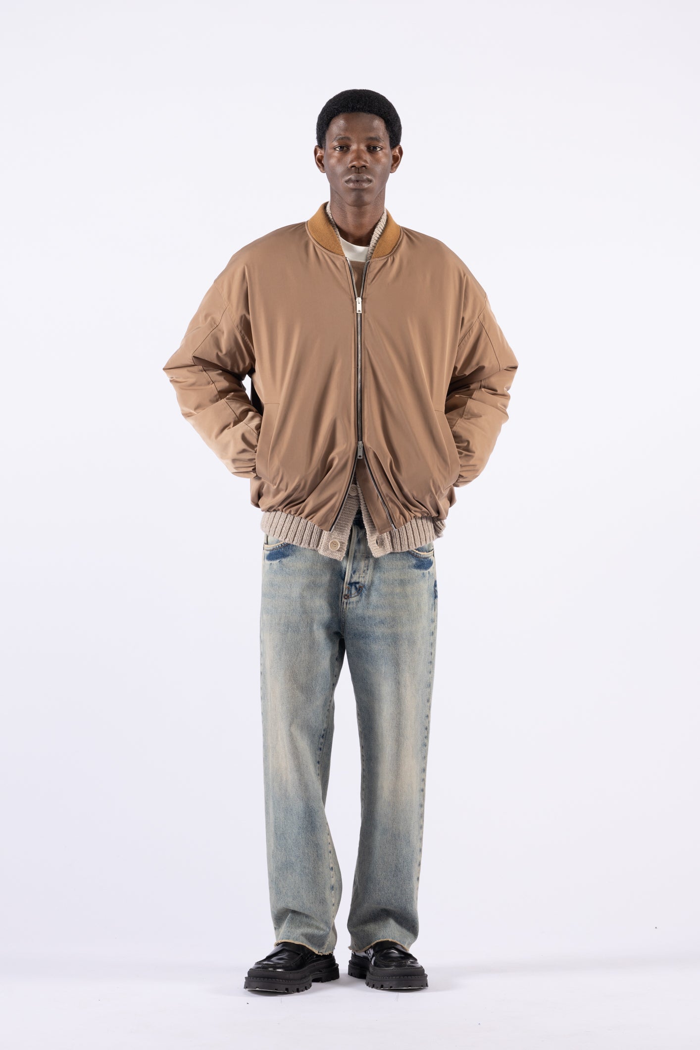 Bomber oversize in nylon - Tabacco