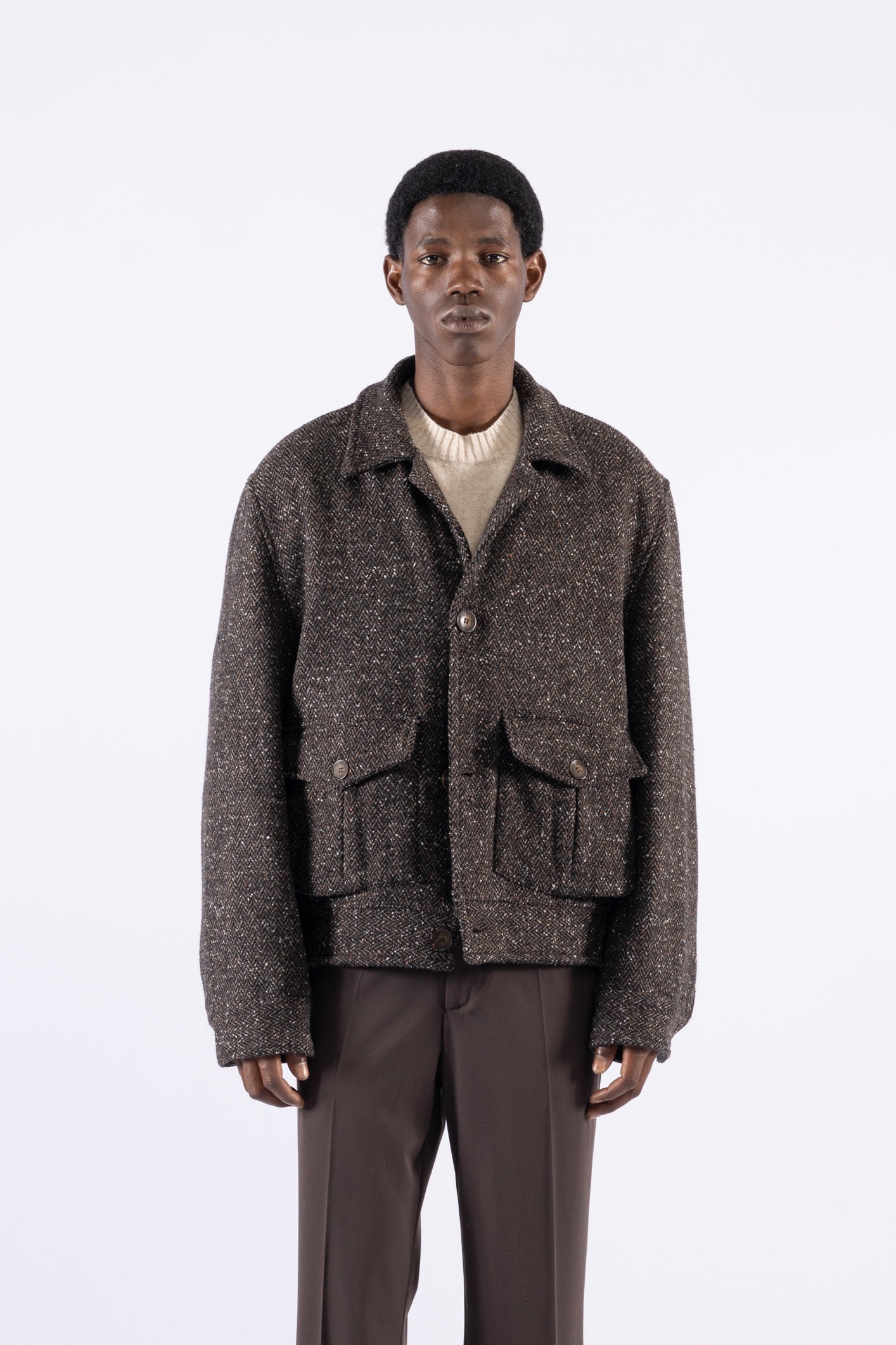 Veste en laine et soie avec poches - Moro