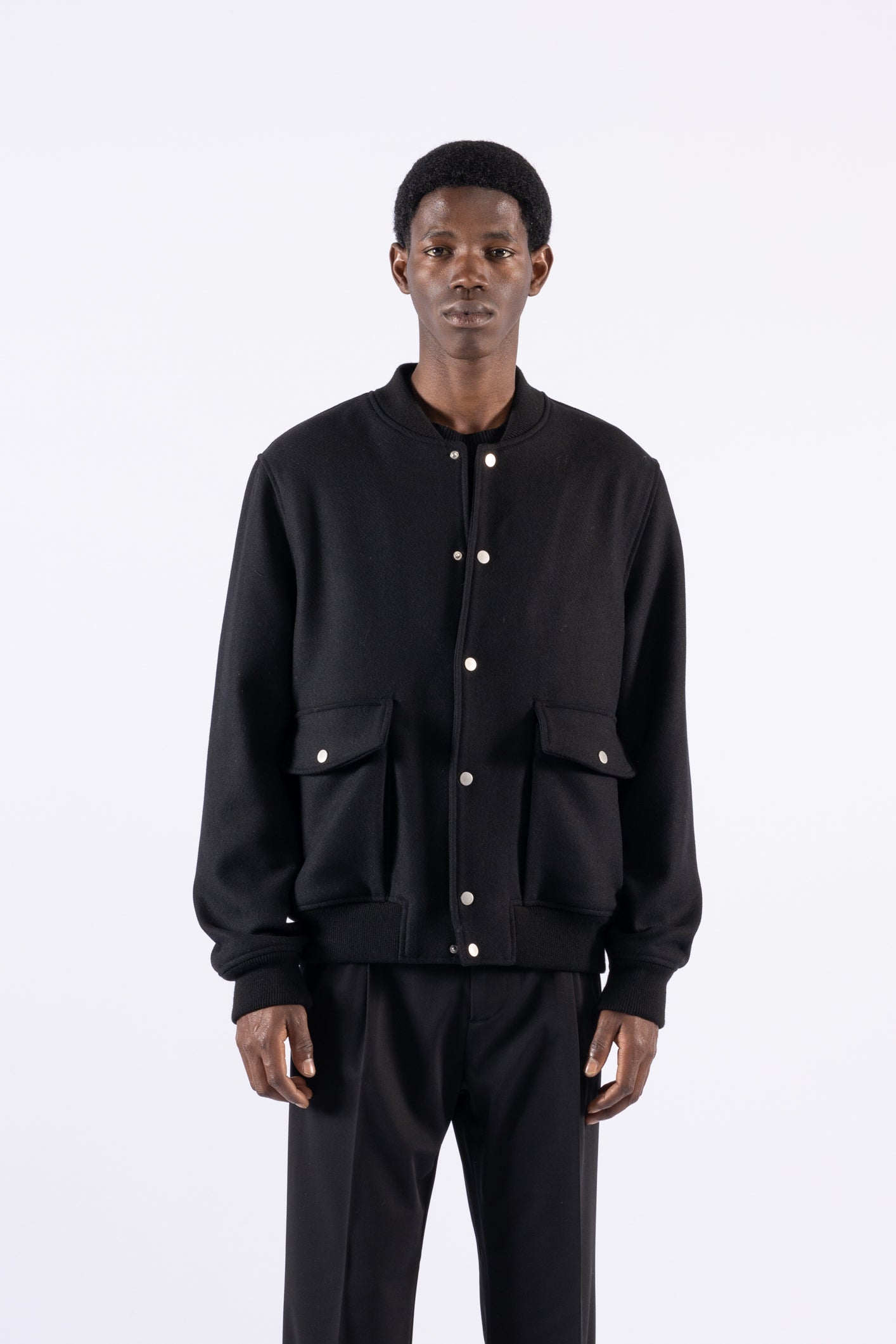 Blouson aviateur en laine - Noir