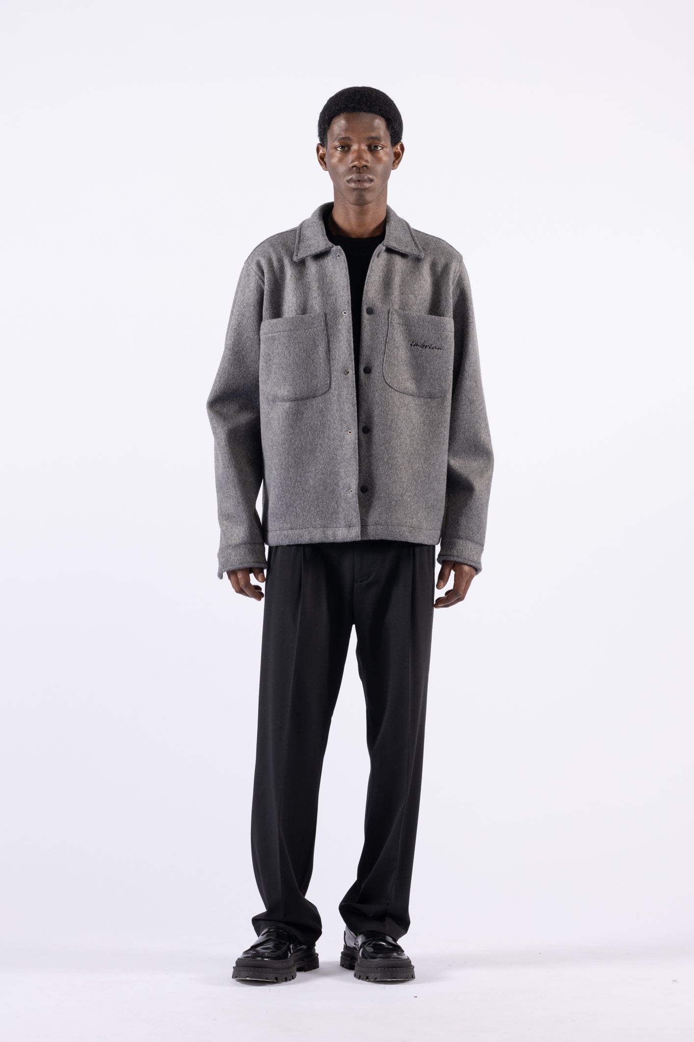 Veste-chemise en laine mélangée - Grise