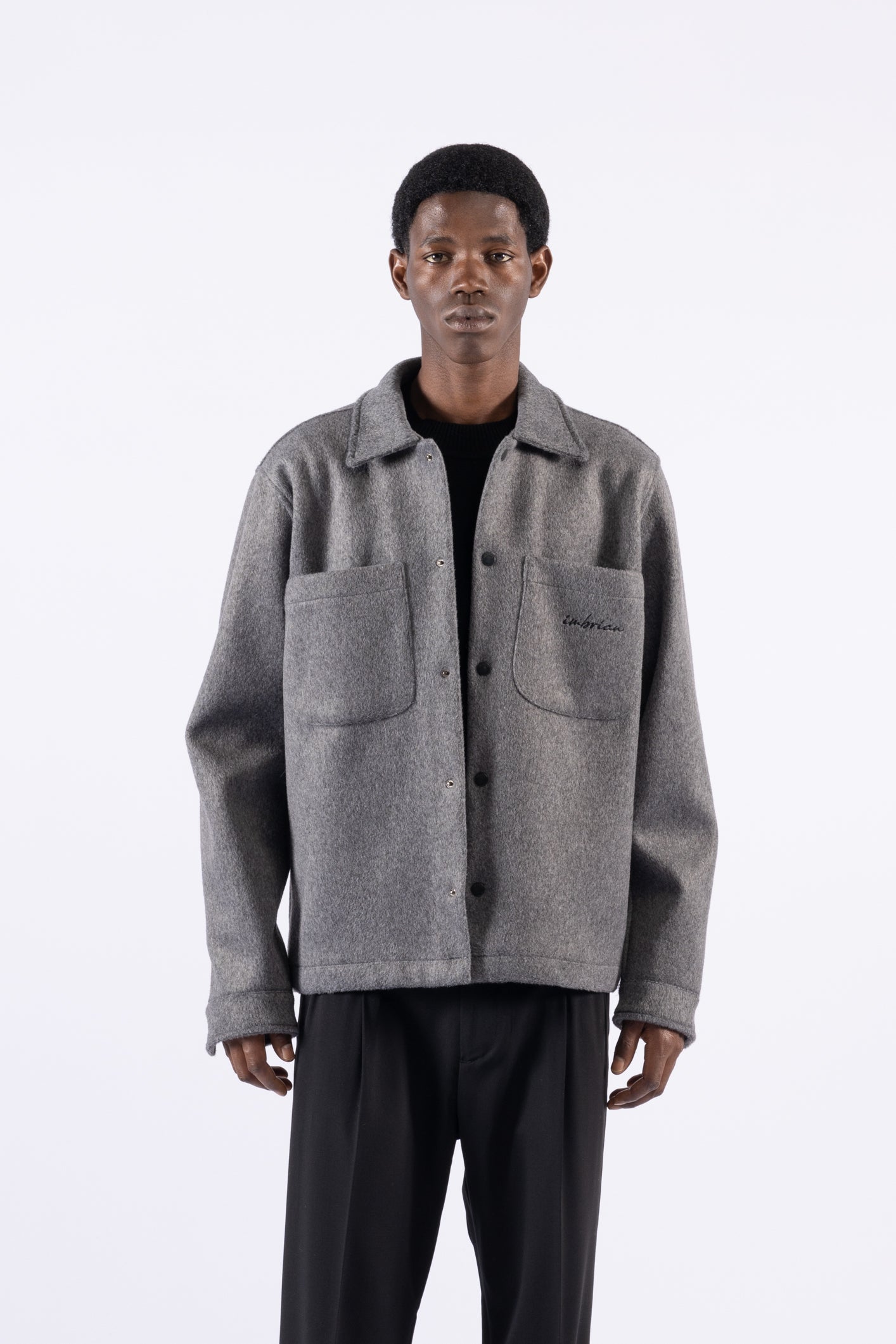 Veste-chemise en laine mélangée - Grise