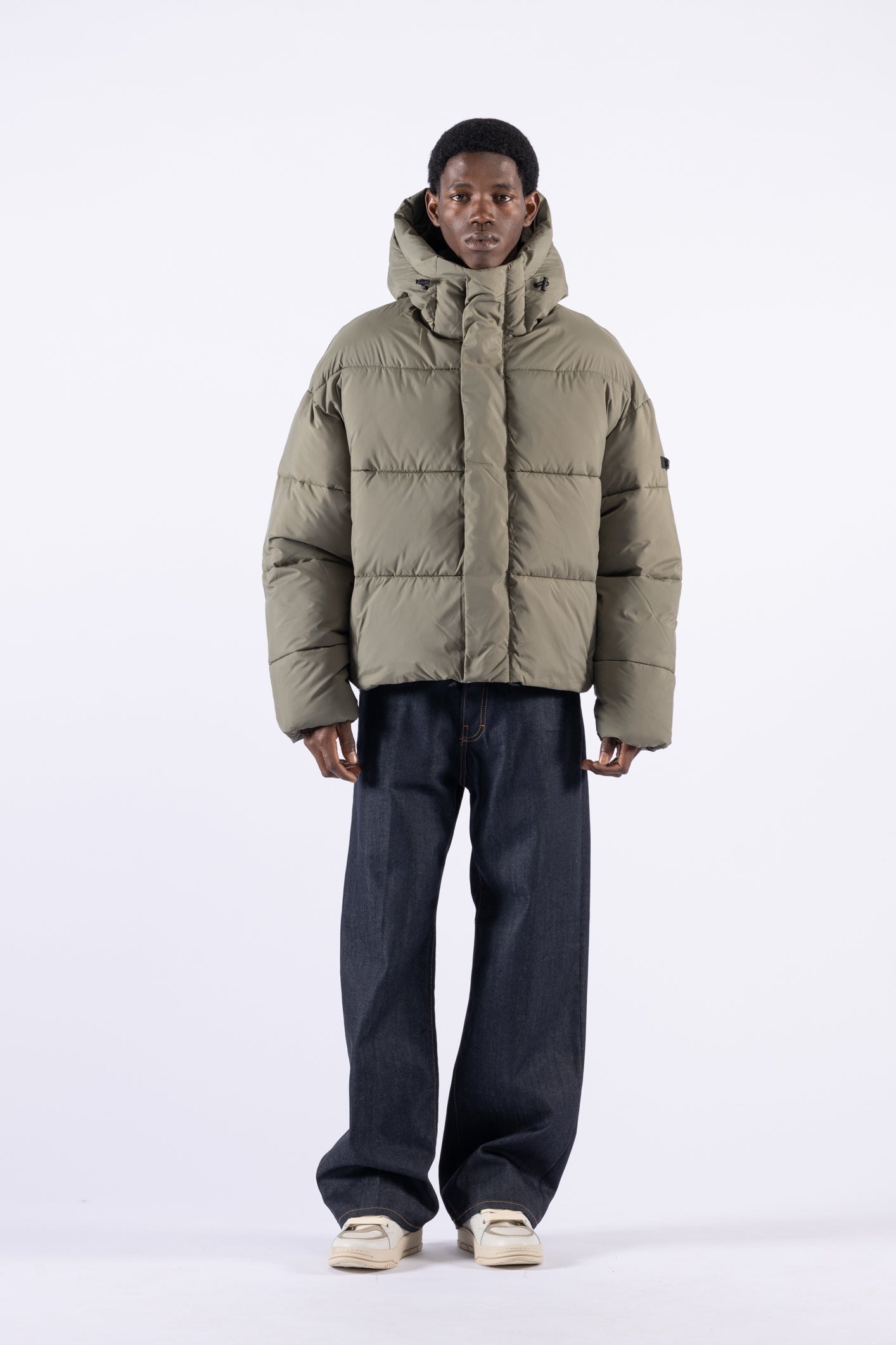 Doudoune oversize à capuche - Verte