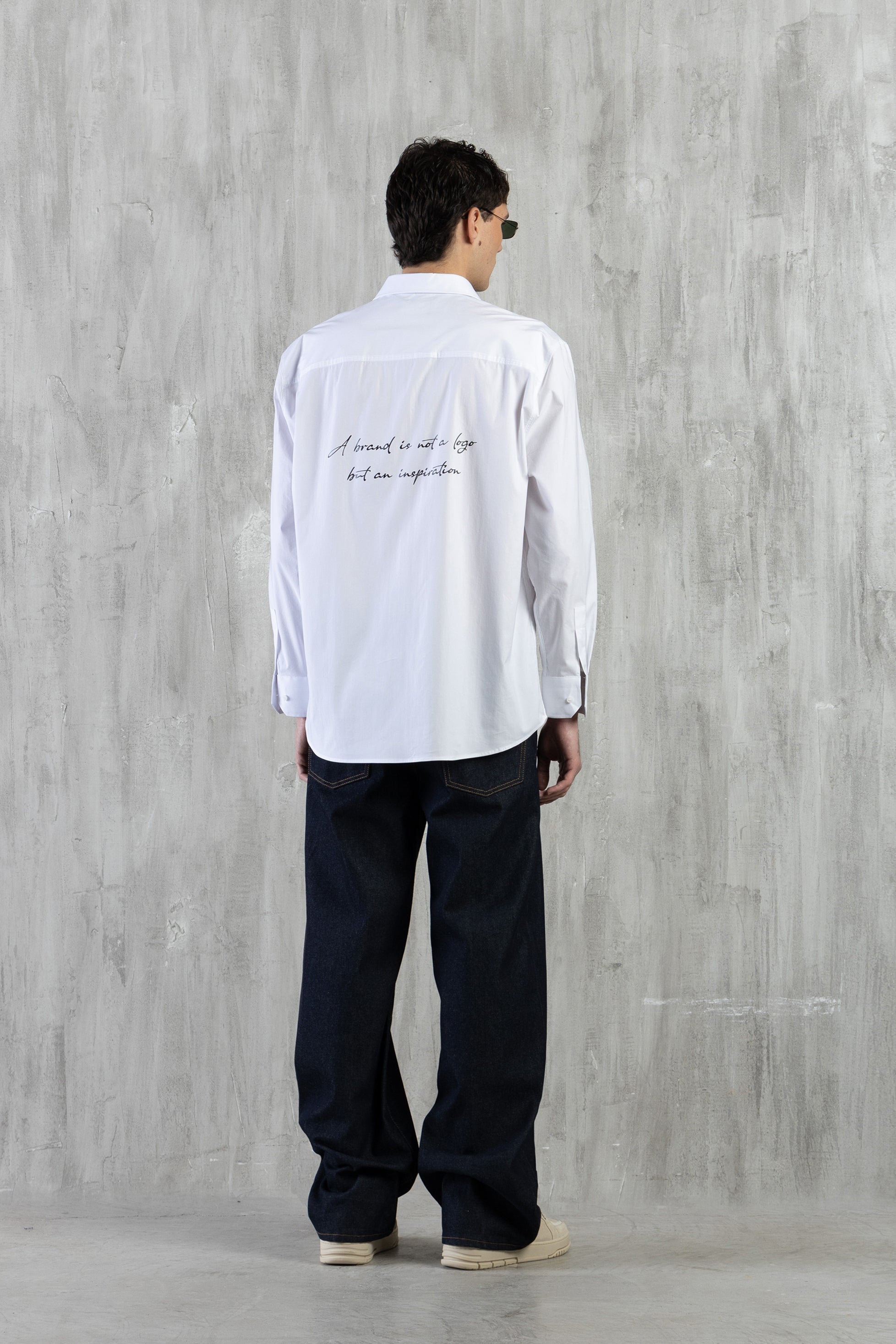 Camicia oversize in cotone con stampa - Bianco