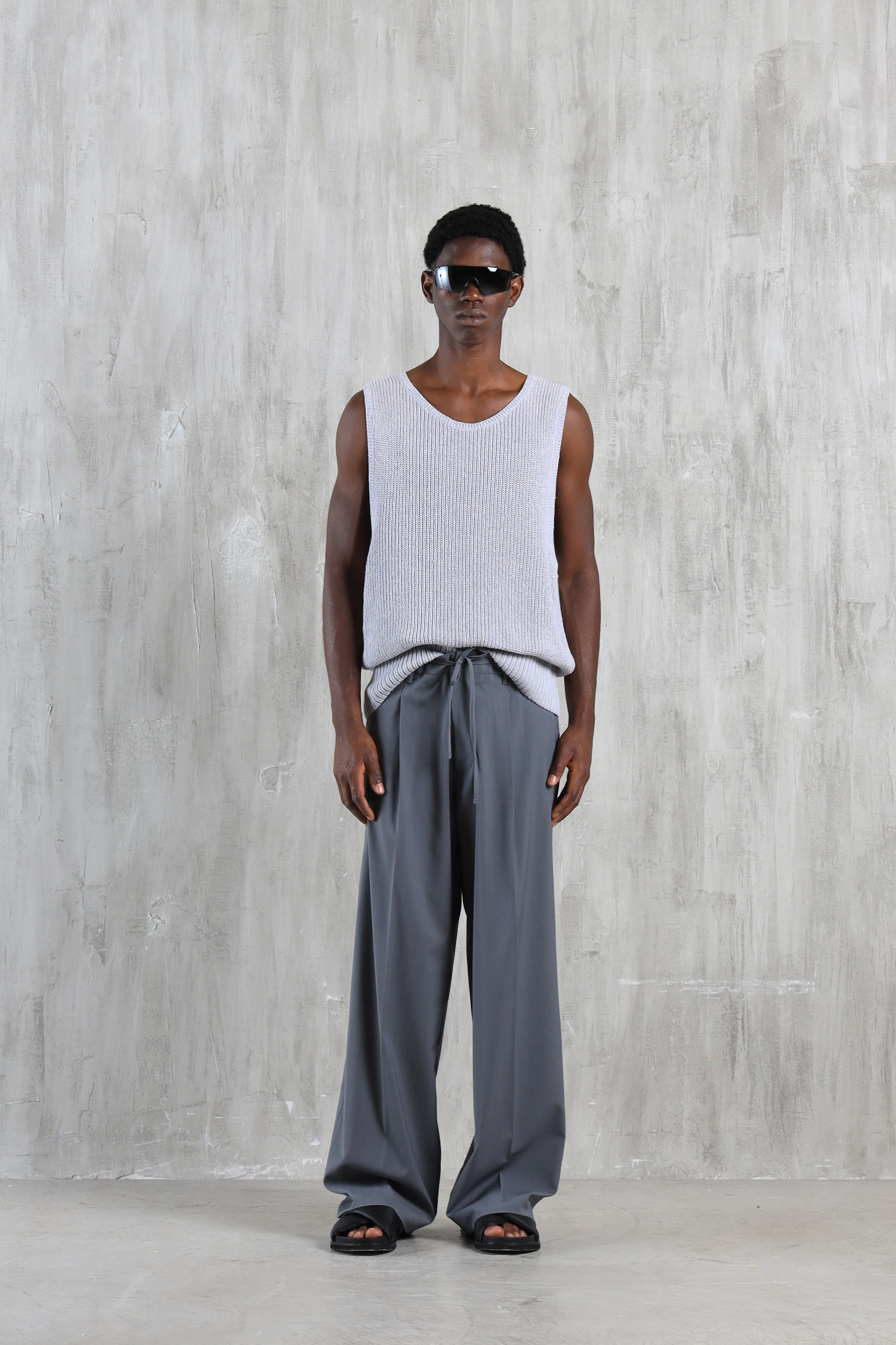 Pantalone con coulisse fondo ampio - Grigio