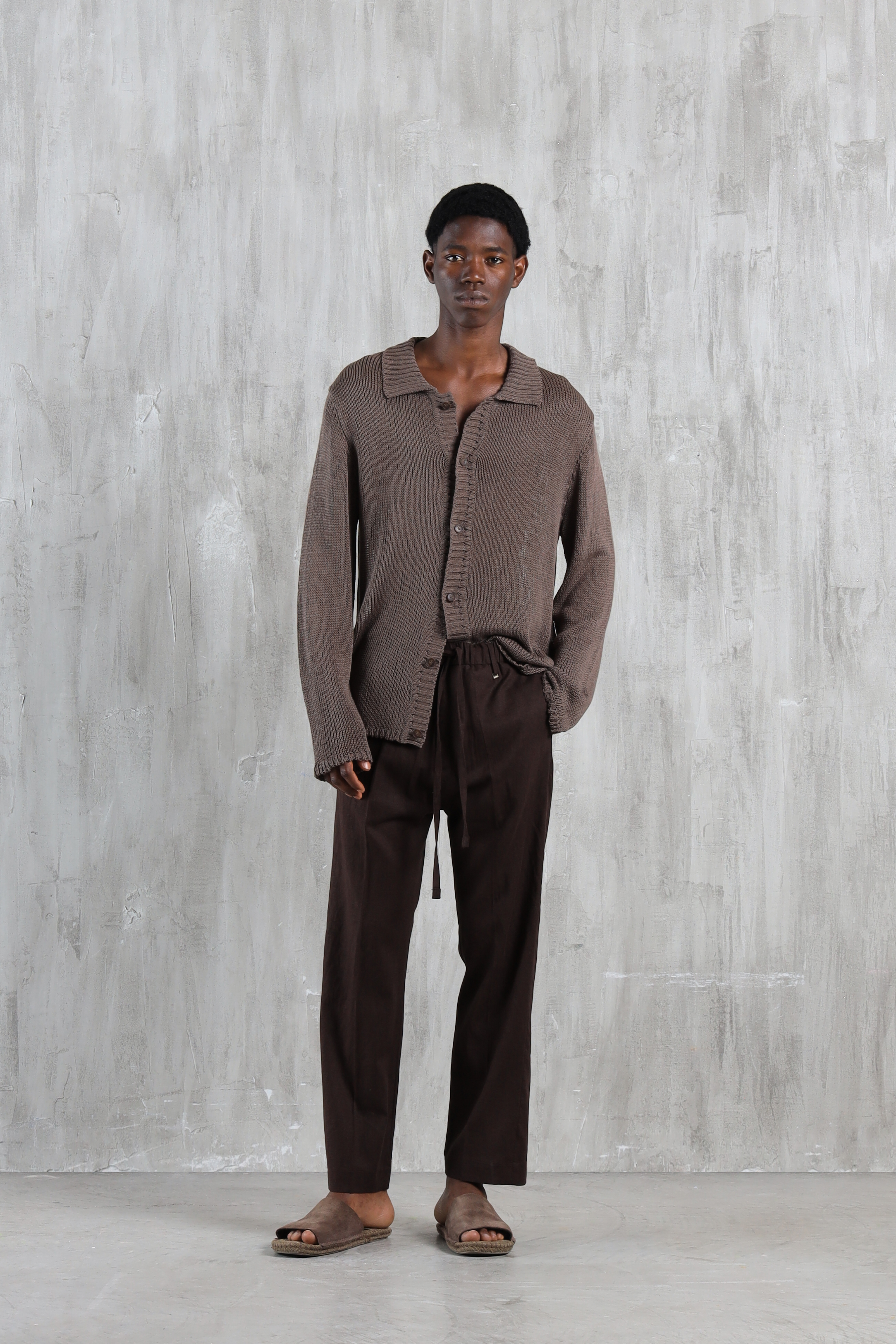 Camicia cardigan in maglia - Moro